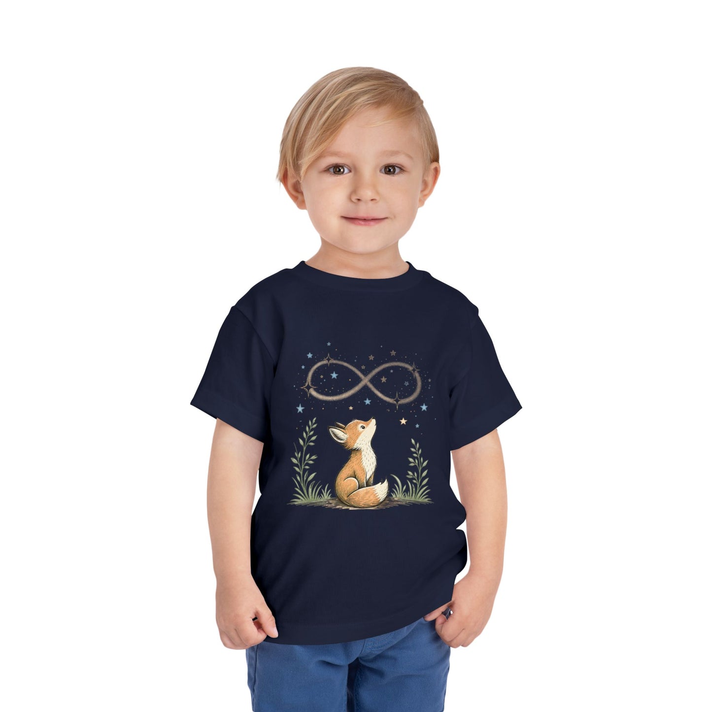 Toddler Tee — Little Fox Gazing at Stars Infinity Design image 2