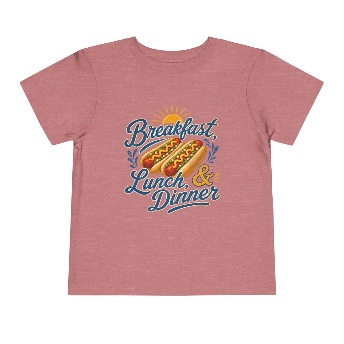 "Breakfast, Lunch & Dinner" Hot Dog Kids T‑Shirt Toddler Tee —