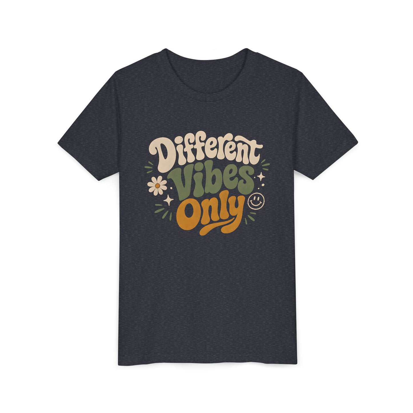 Youth Tee — "Different Vibes Only" Retro Flower Kids T-Shirt