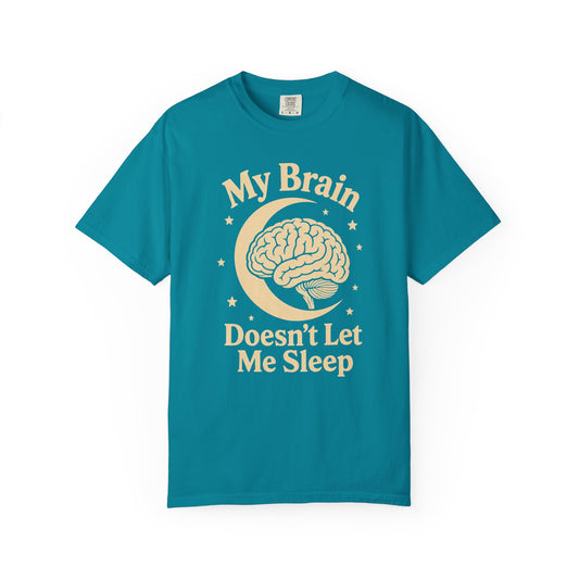 "My Brain Doesn't Let Me Sleep" Retro Brain Graphic Tee