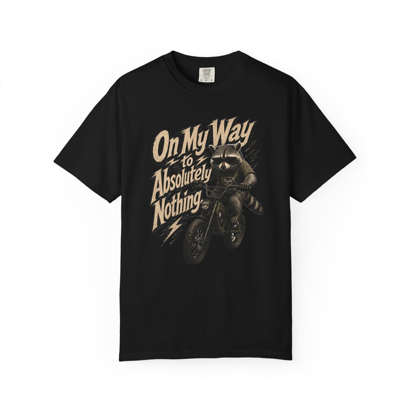 "On My Way to Absolutely Nothing" Raccoon E-Bike Graphic Tee