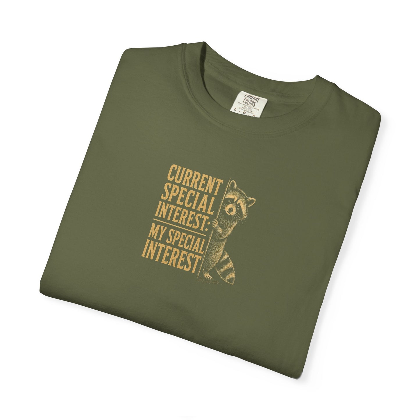 "Current Special Interest: My Special Interest" Raccoon Graphic Tee