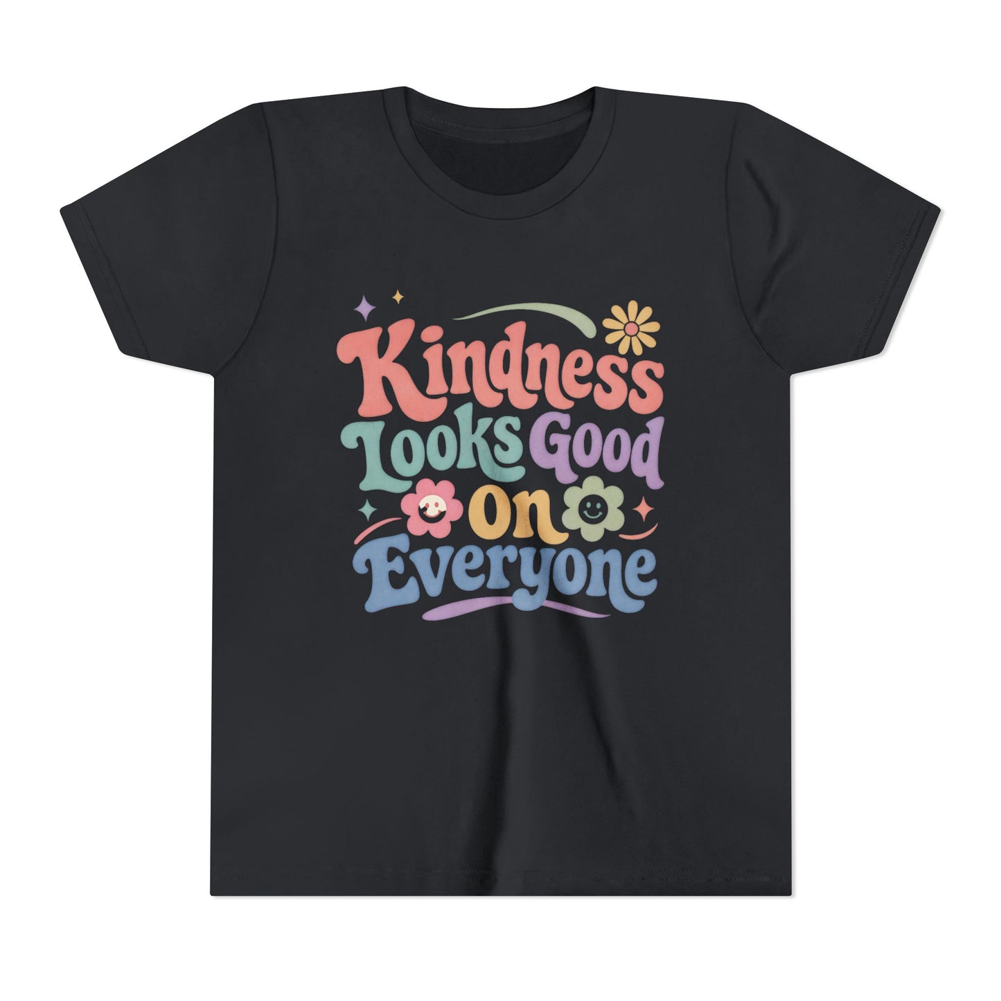 Youth Tee — "Kindness Looks Good On Everyone" Retro Floral Kids T-Shirt