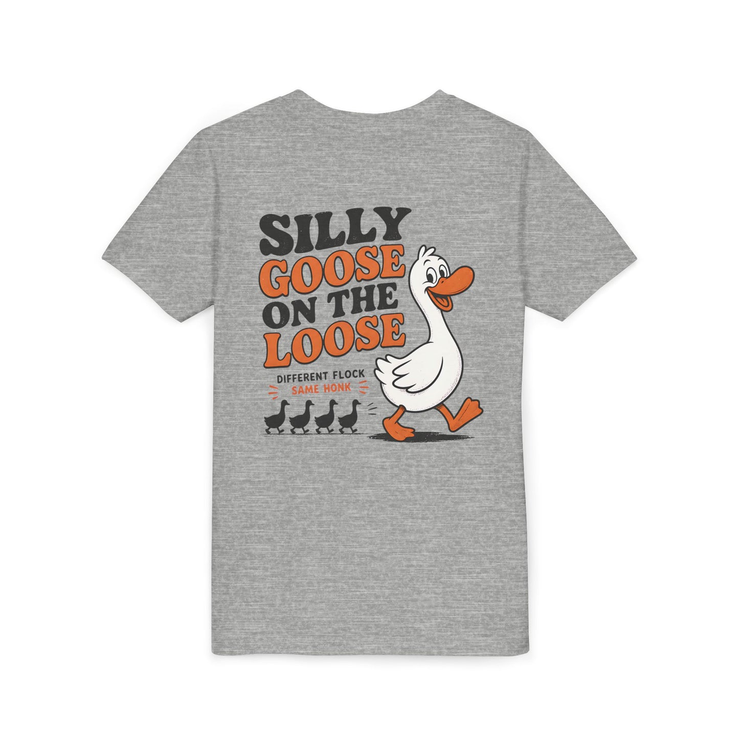 Youth Tee — "Silly Goose on the Loose" Cartoon Graphic Shirt BACK PRINT