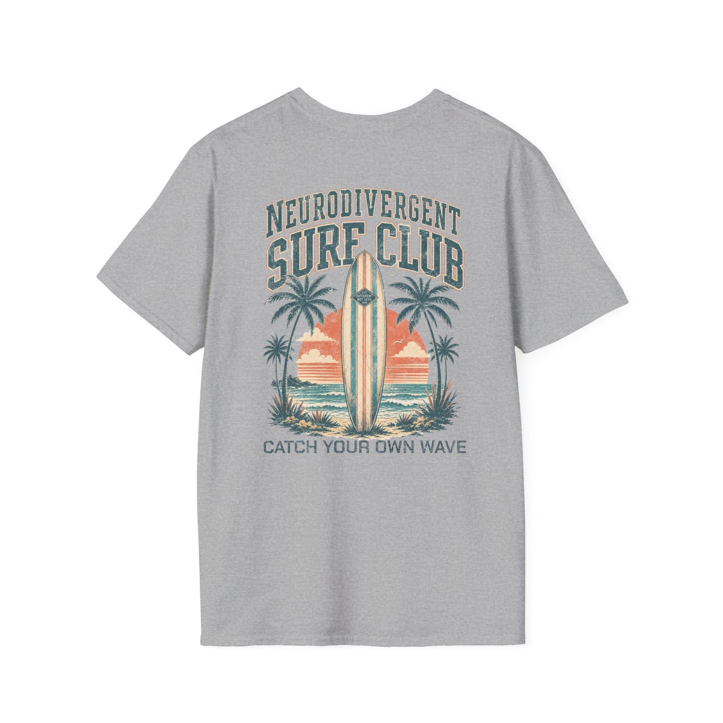 "Catch Your Own Wave" Neurodivergent Surf Club Graphic Tee Shirt