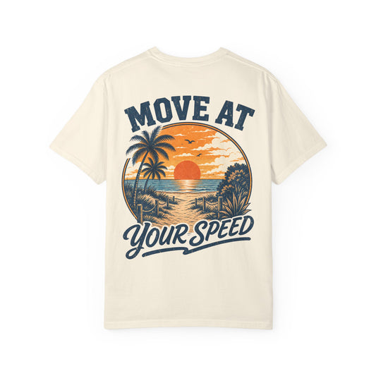"Move At Your Speed" Retro Beach Sunset T-Shirt