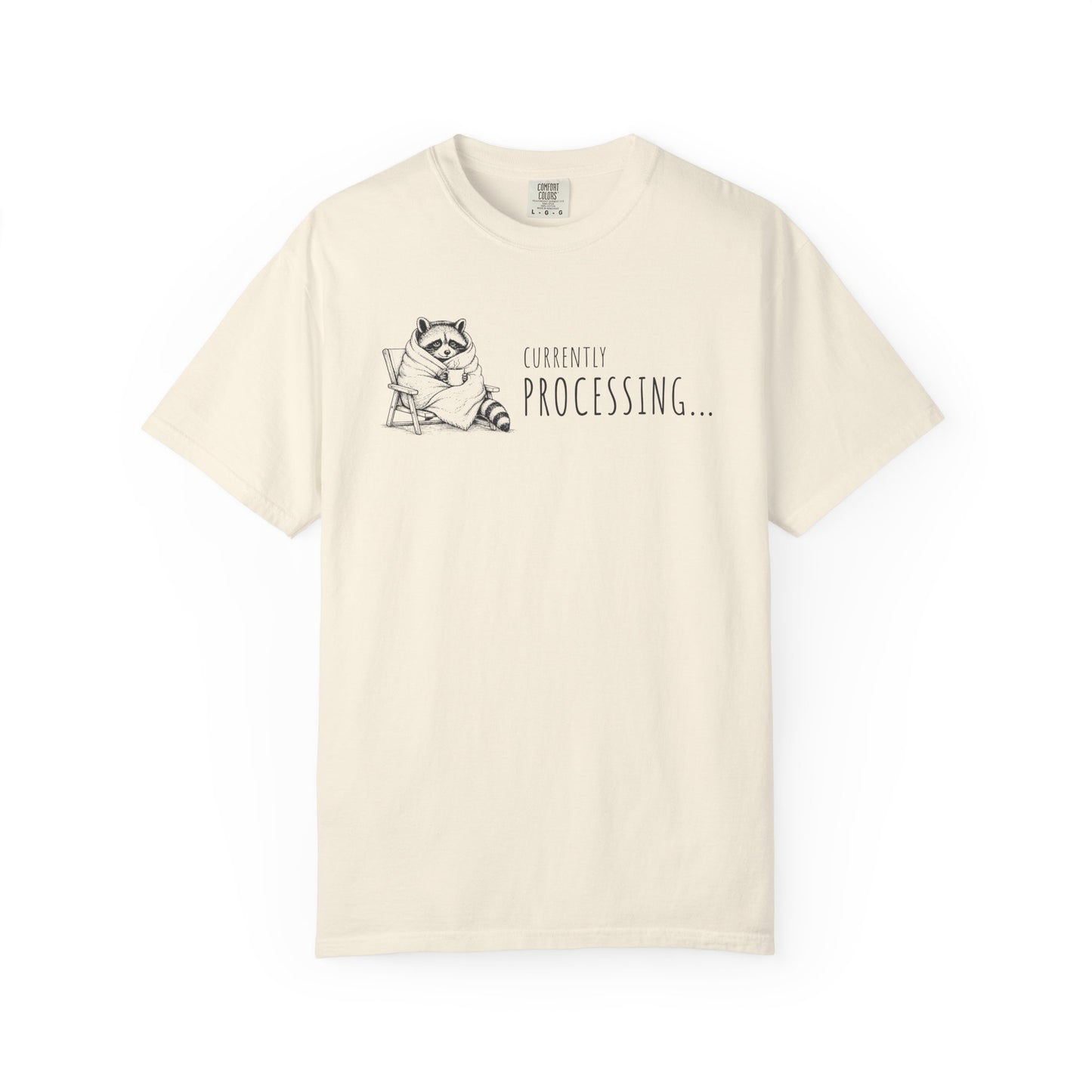"Currently Processing..." Raccoon Graphic Tee