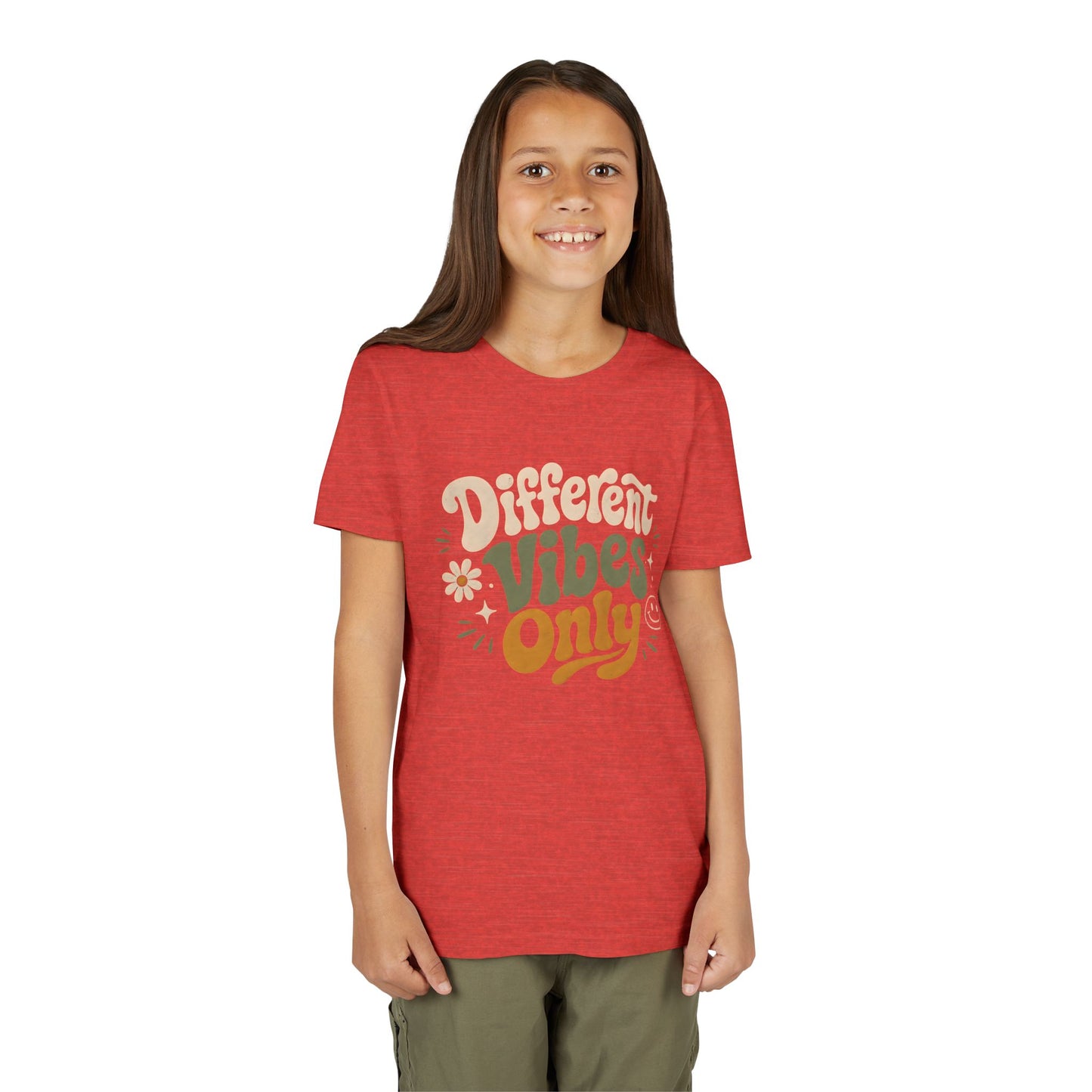 Youth Tee — "Different Vibes Only" Retro Flower Kids T-Shirt