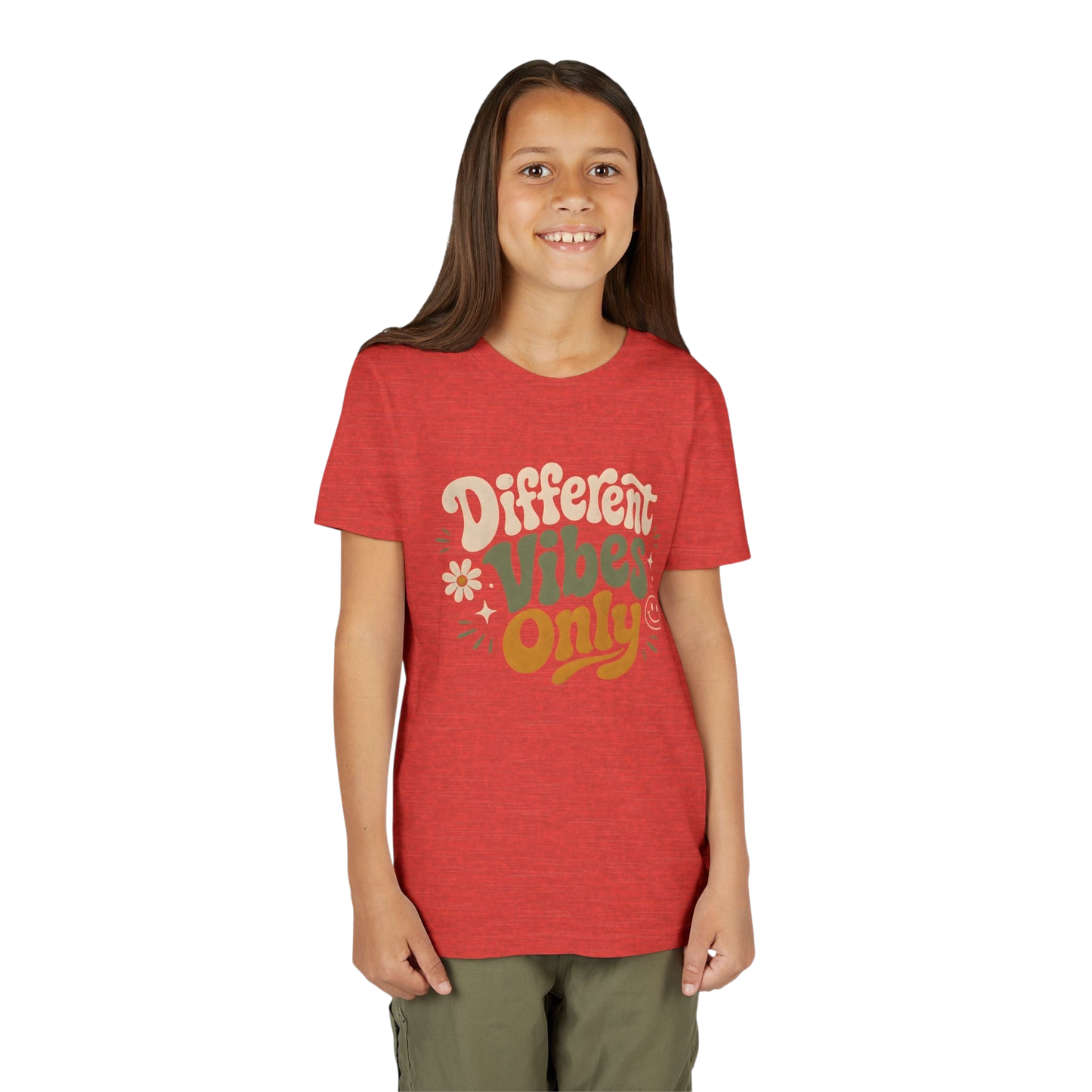 Youth Tee — "Different Vibes Only" Retro Flower Kids T-Shirt