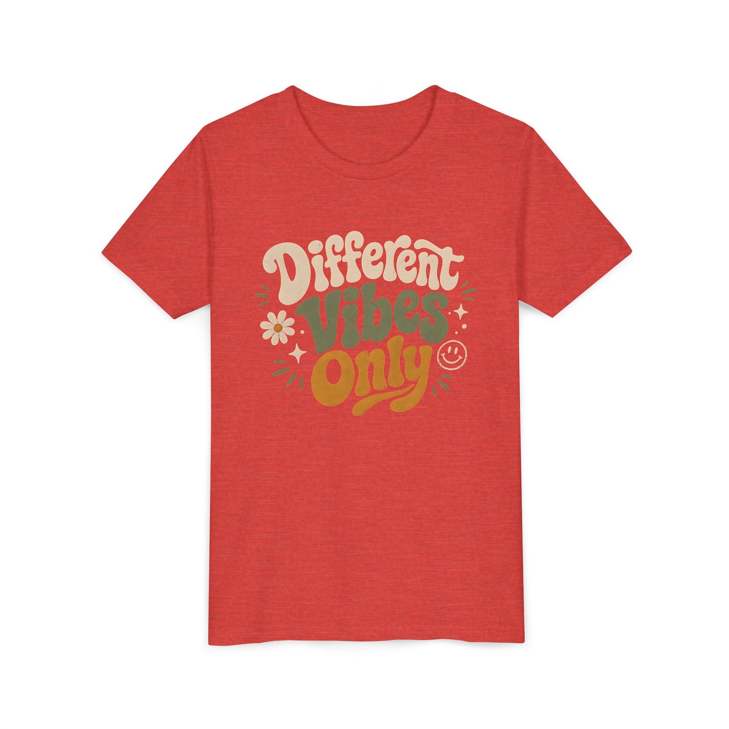 Youth Tee — "Different Vibes Only" Retro Flower Kids T-Shirt