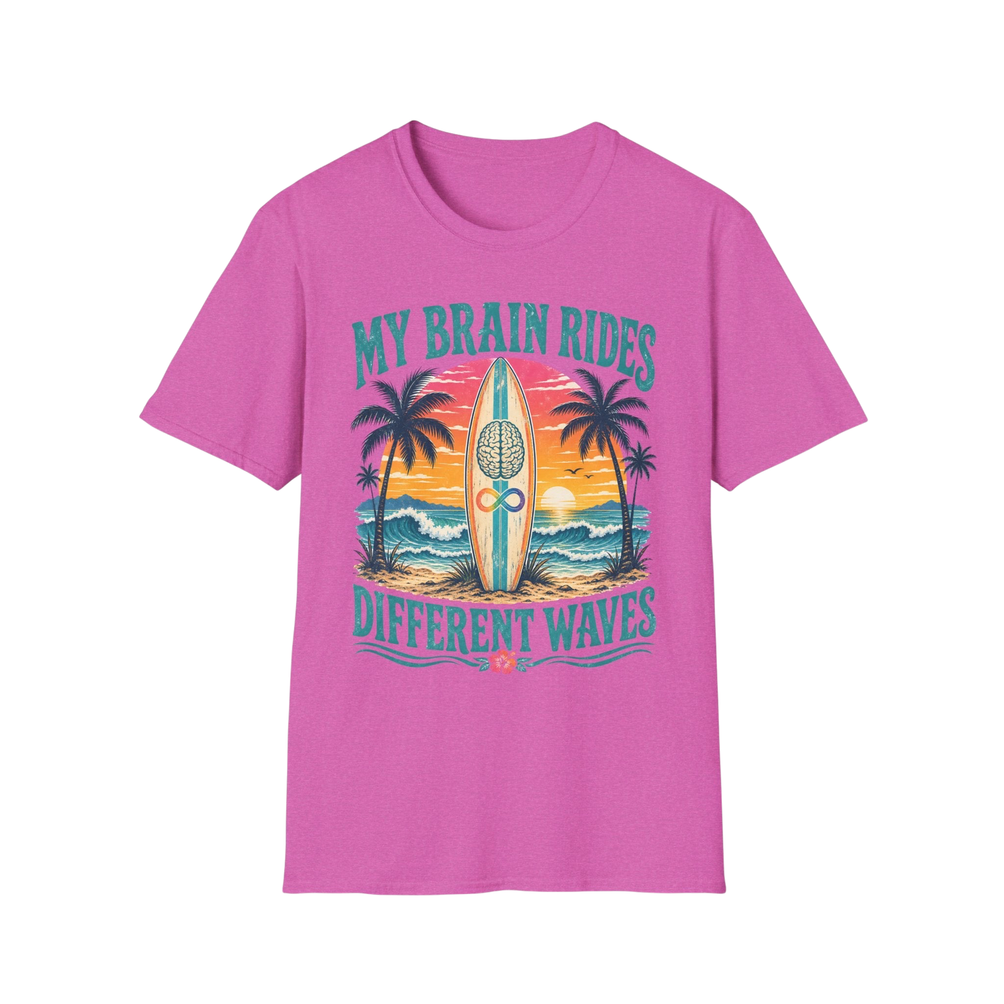 Graphic T-Shirt — "My Brain Rides Different Waves" Surf Retro Tee