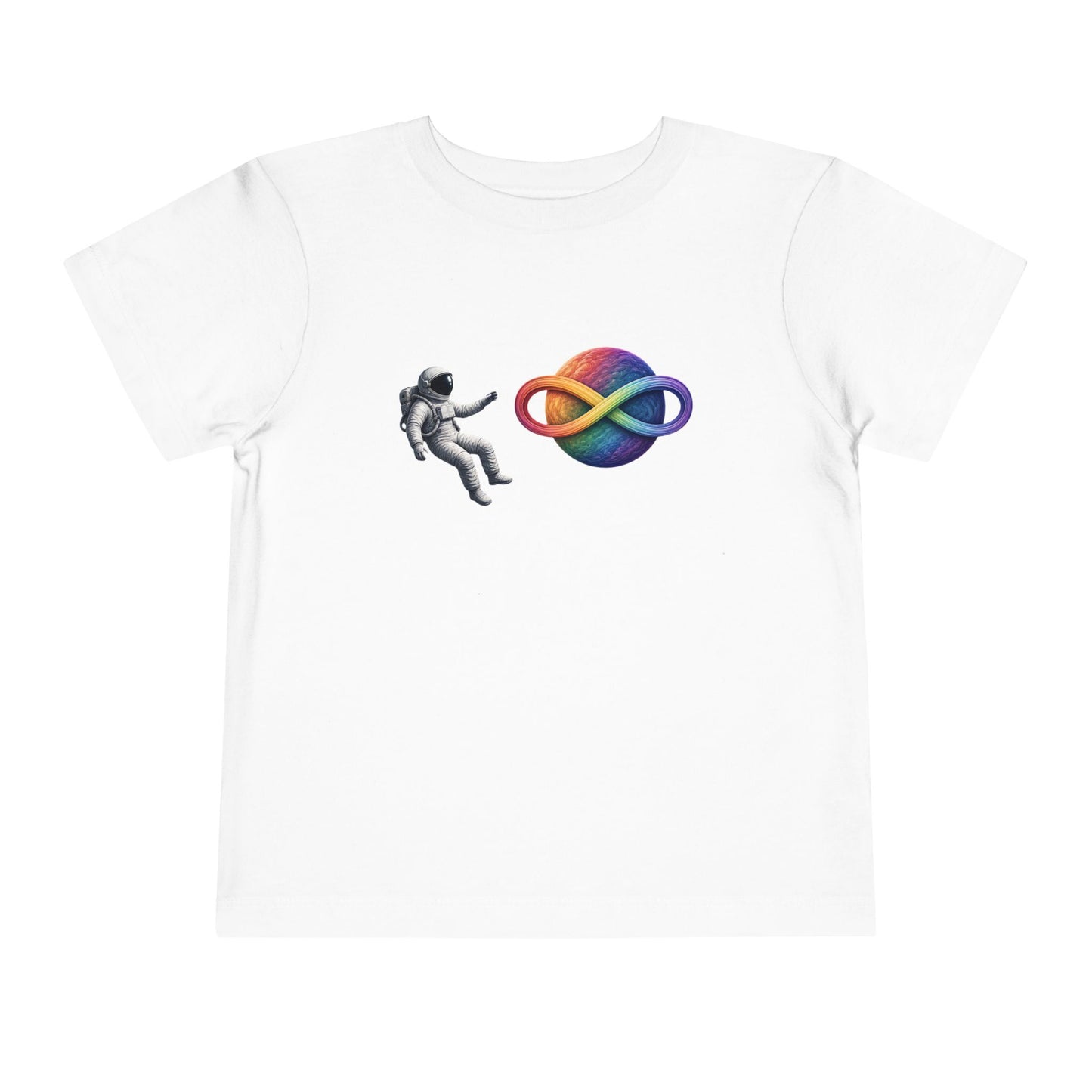 Toddler Tee — Rainbow Infinity Planet & Astronaut Graphic