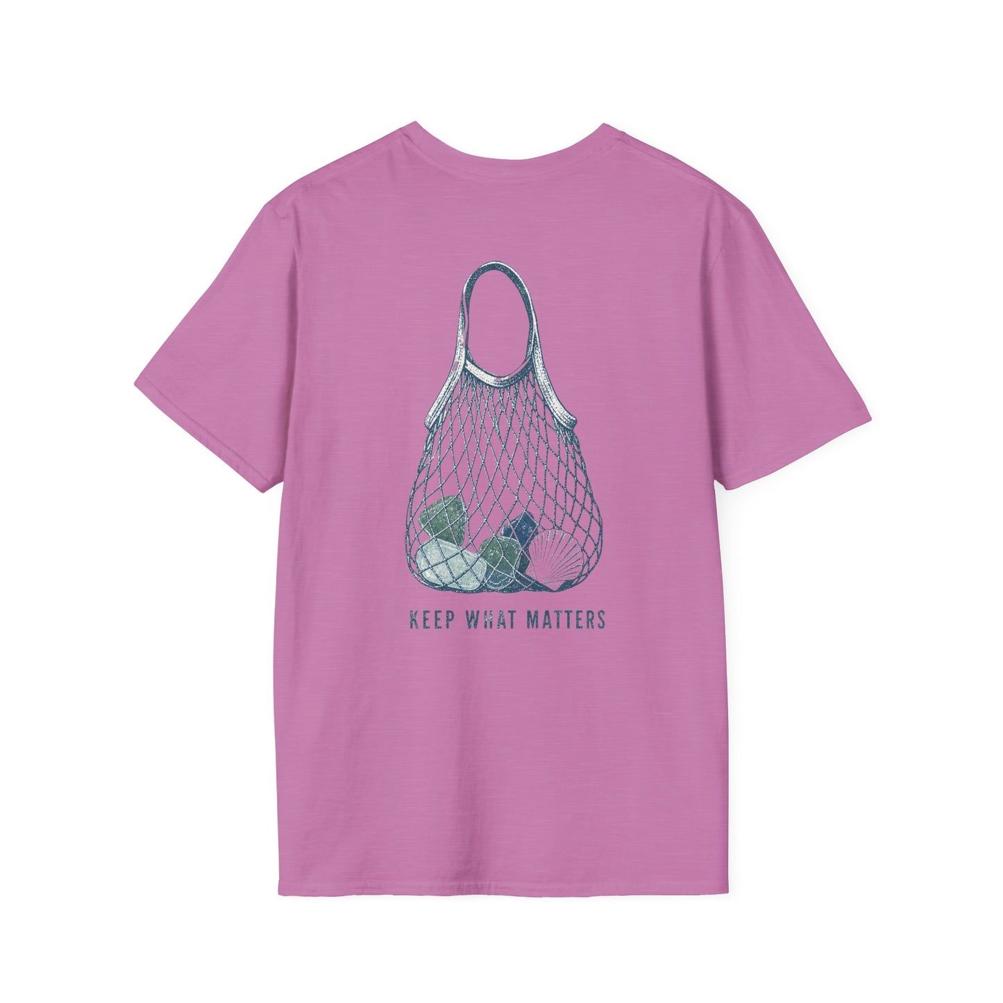 Keep What Matters Coastal Seashell Mesh Tote T-Shirt