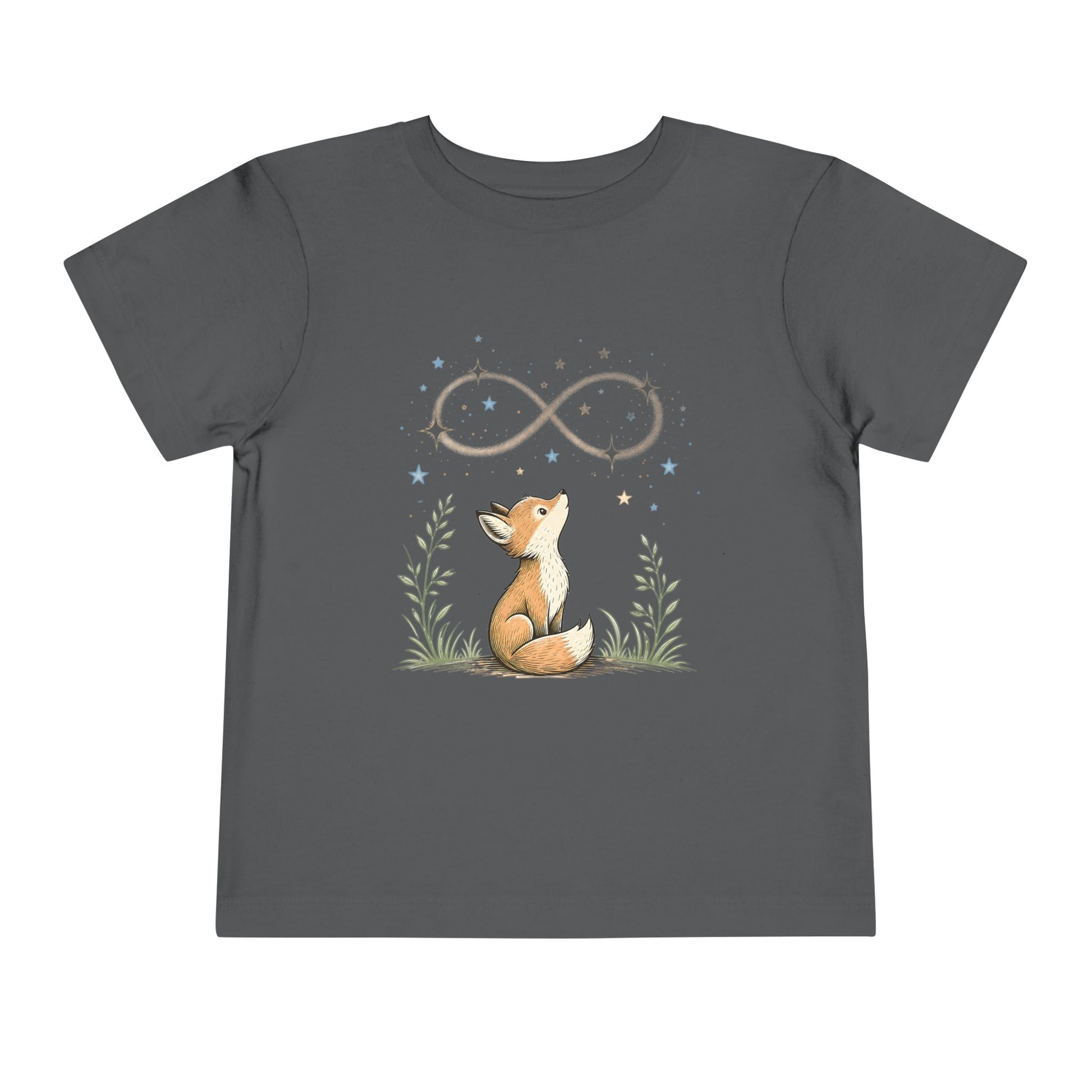 Toddler Tee — Little Fox Gazing at Stars Infinity Design - Asphalt, 3T image