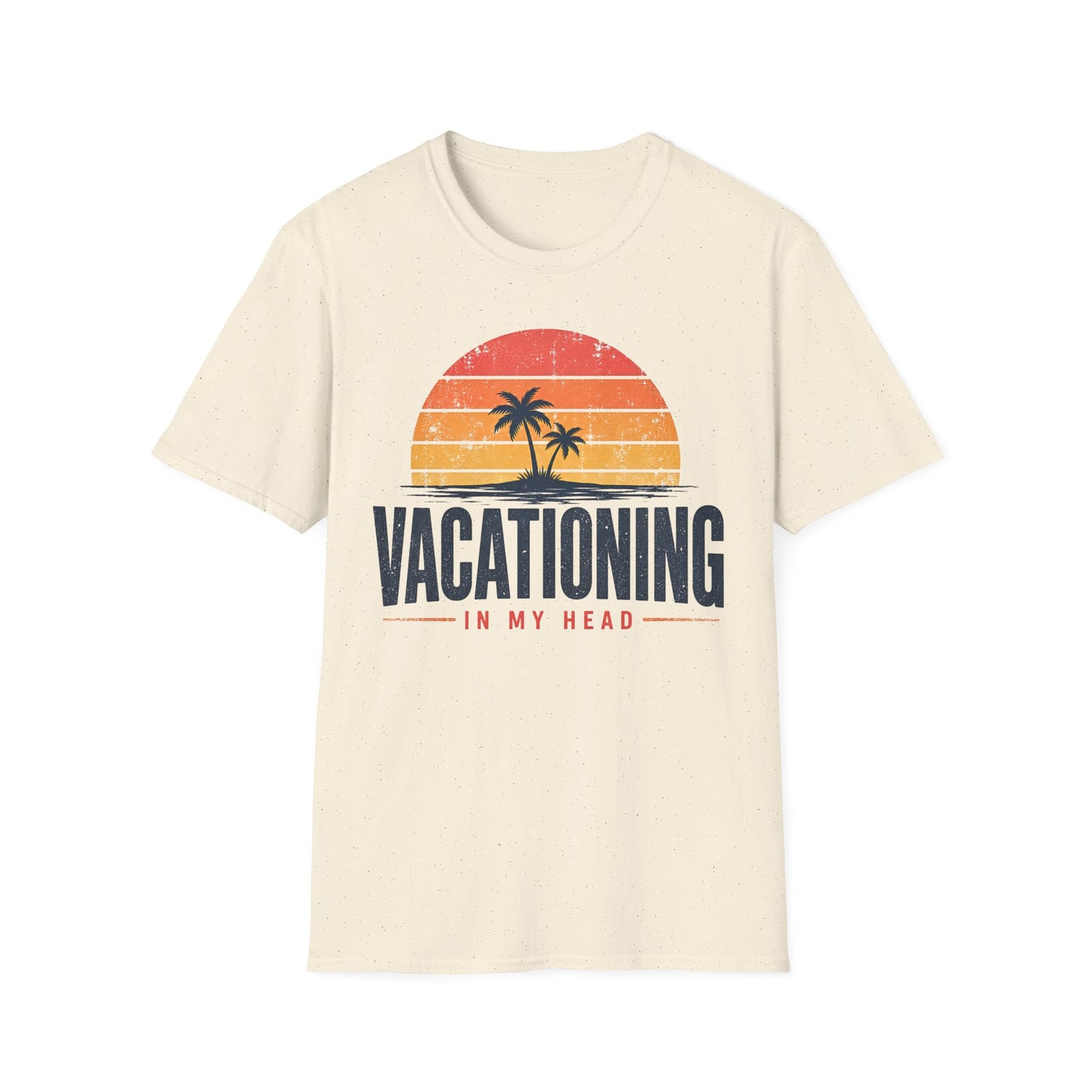 Vacationing T-Shirt — Retro Palm Sunset "Vacationing in My Head" Tee