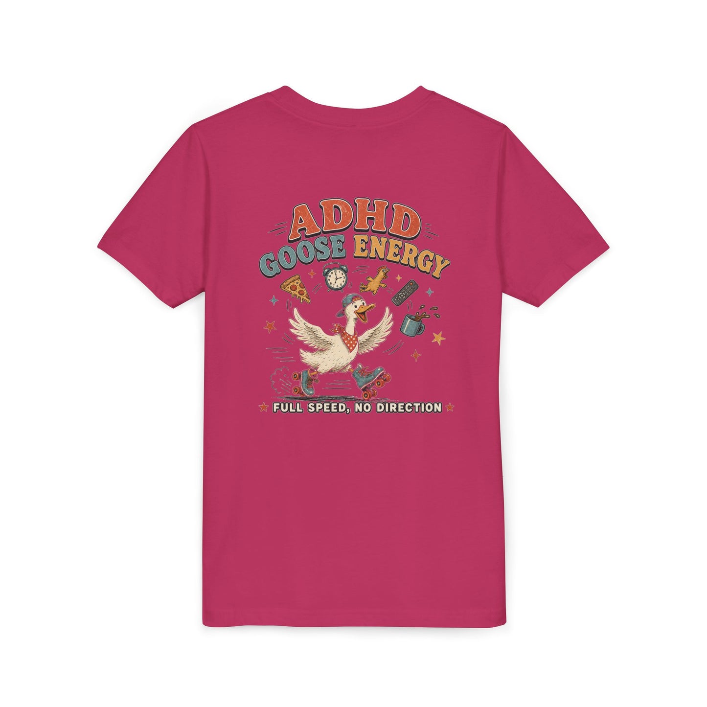 ADHD Silly Goose Energy Youth Tee — 'Full Speed, No Direction' Graphic Kids T‑Shirt BACK PRINT