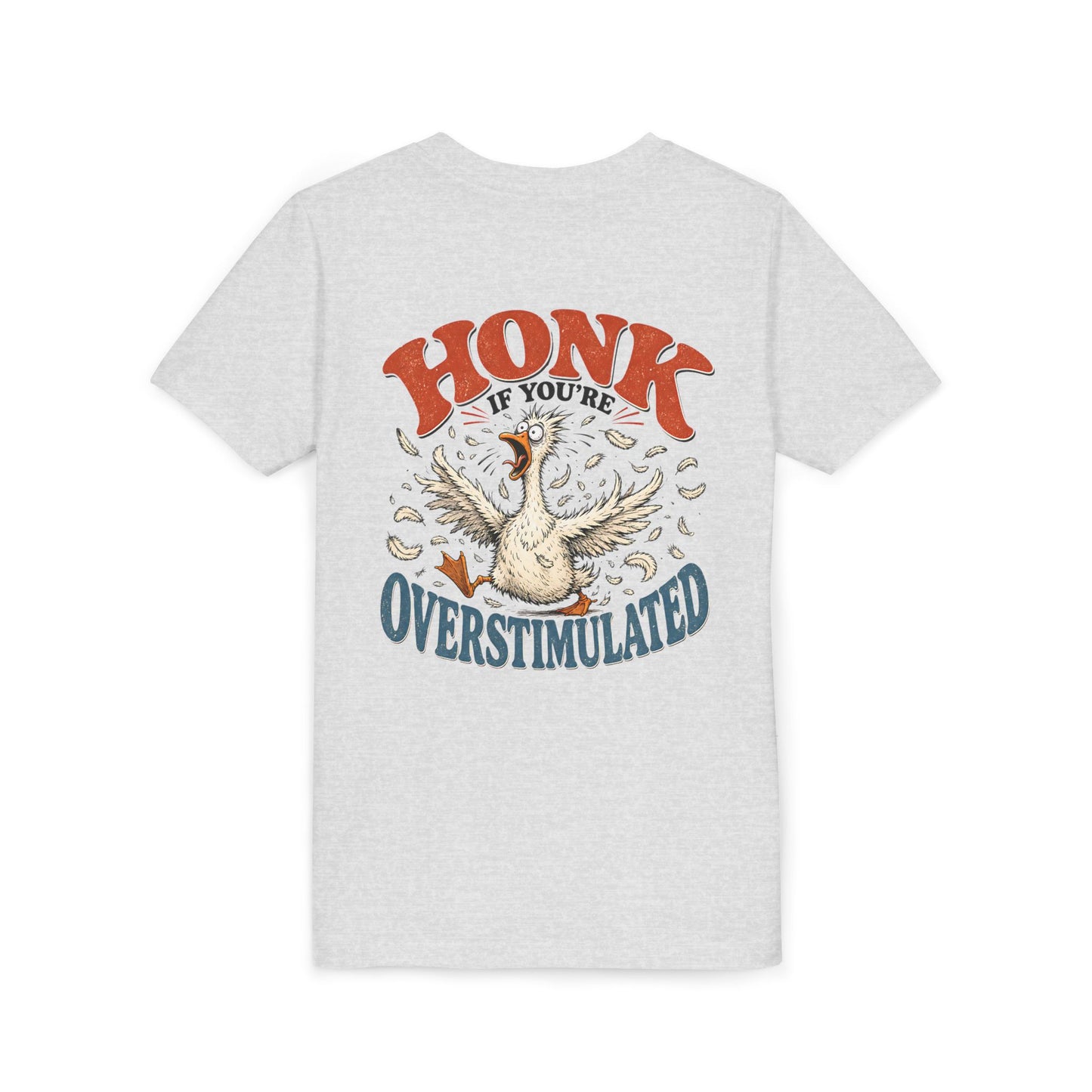 Youth Tee — "Honk If You’re Overstimulated" Silly Goose Graphic BACK PRINT