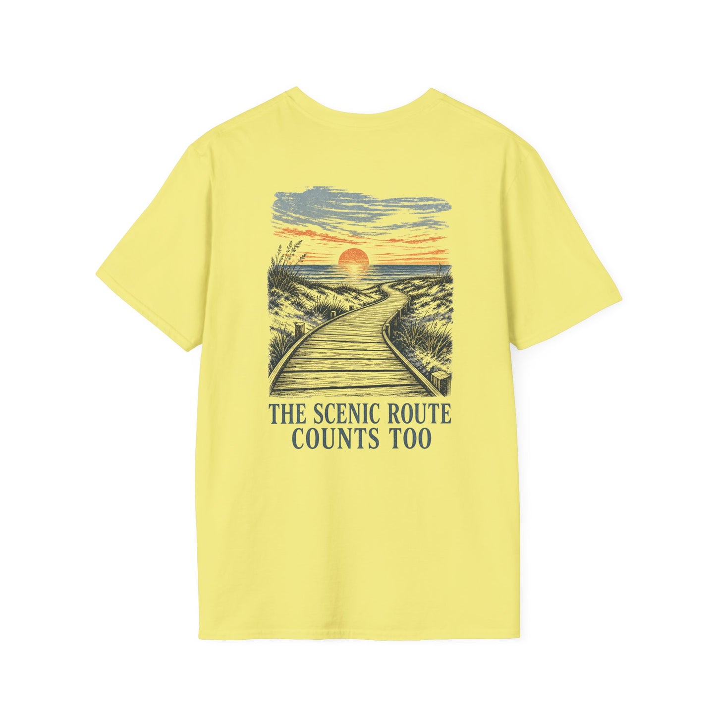 "The Scenic Route Counts Too" Vintage Boardwalk Graphic Tee