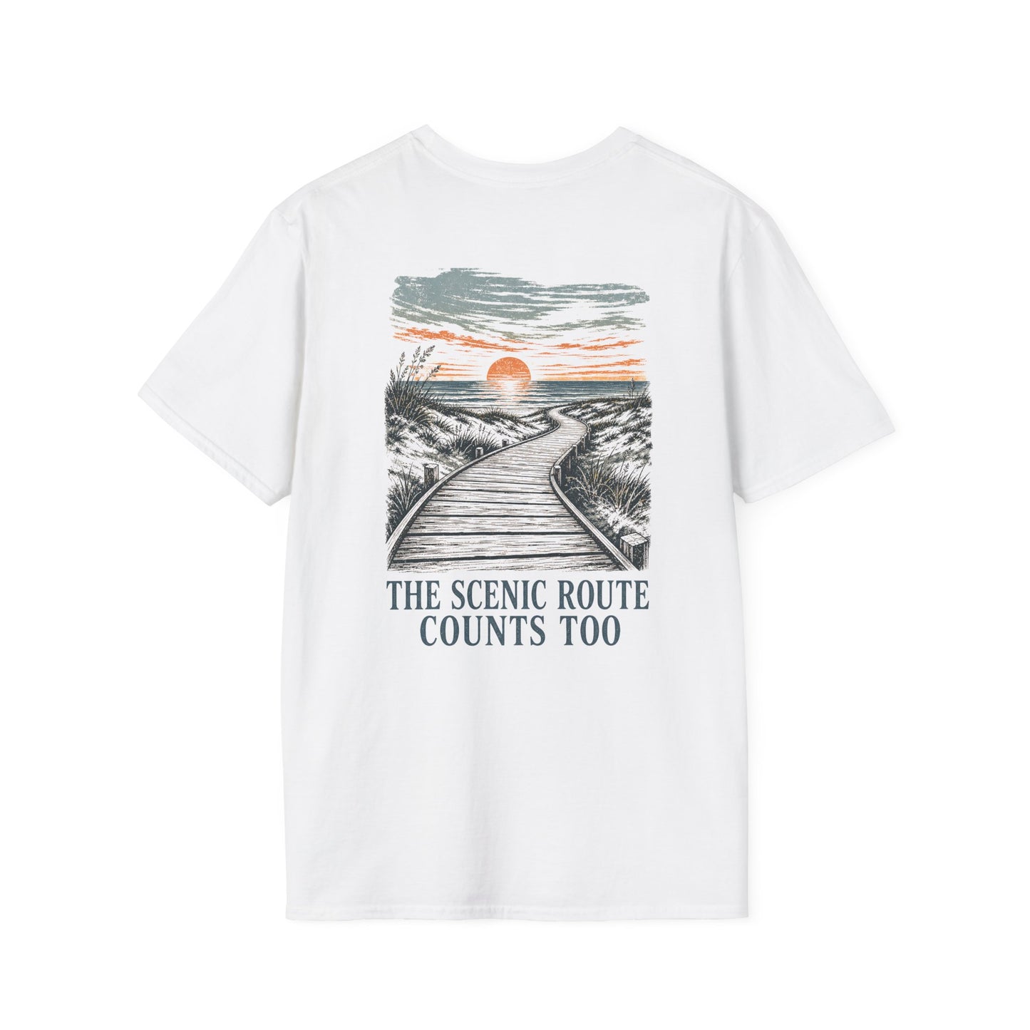 "The Scenic Route Counts Too" Vintage Boardwalk Graphic Tee