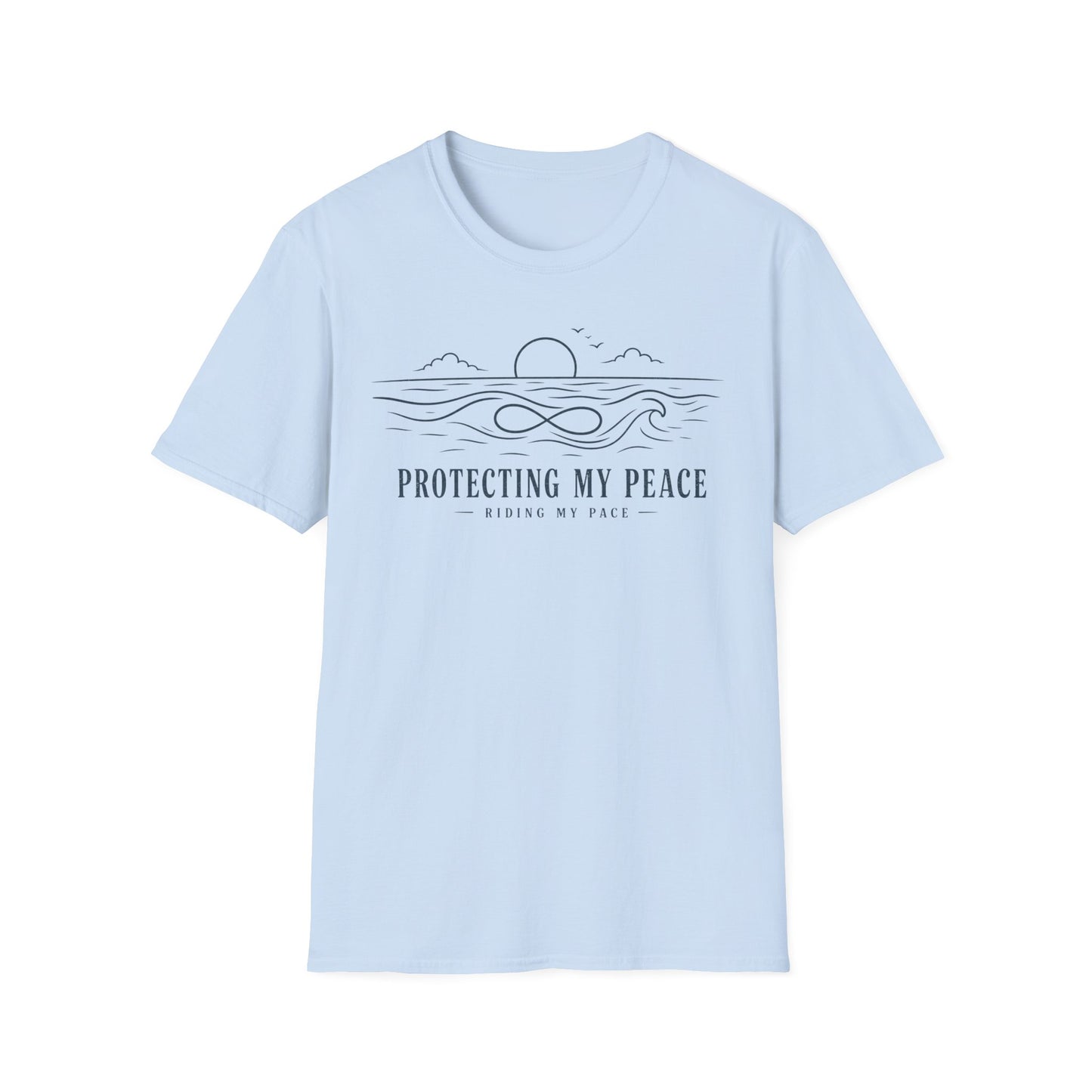 "Protecting My Peace" Ocean Sunset Minimalist Line Art T-Shirt