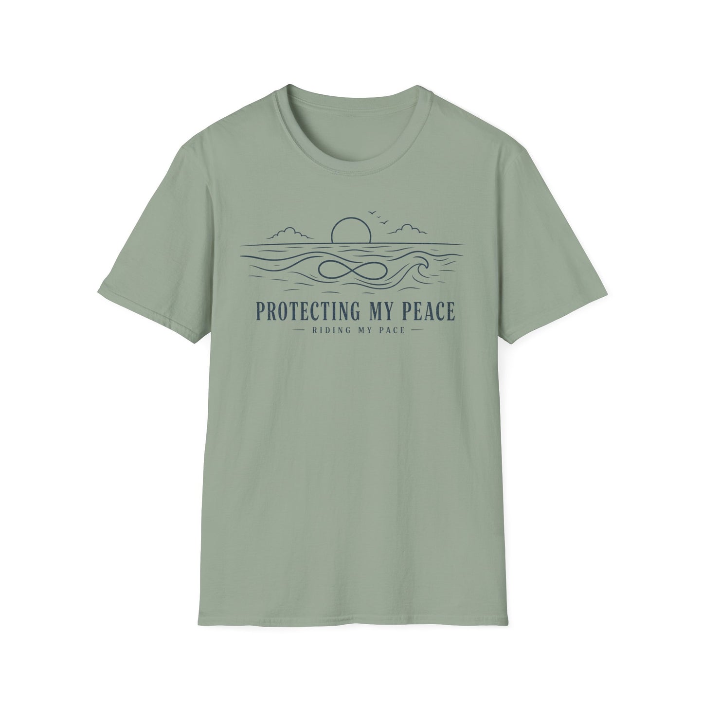 "Protecting My Peace" Ocean Sunset Minimalist Line Art T-Shirt