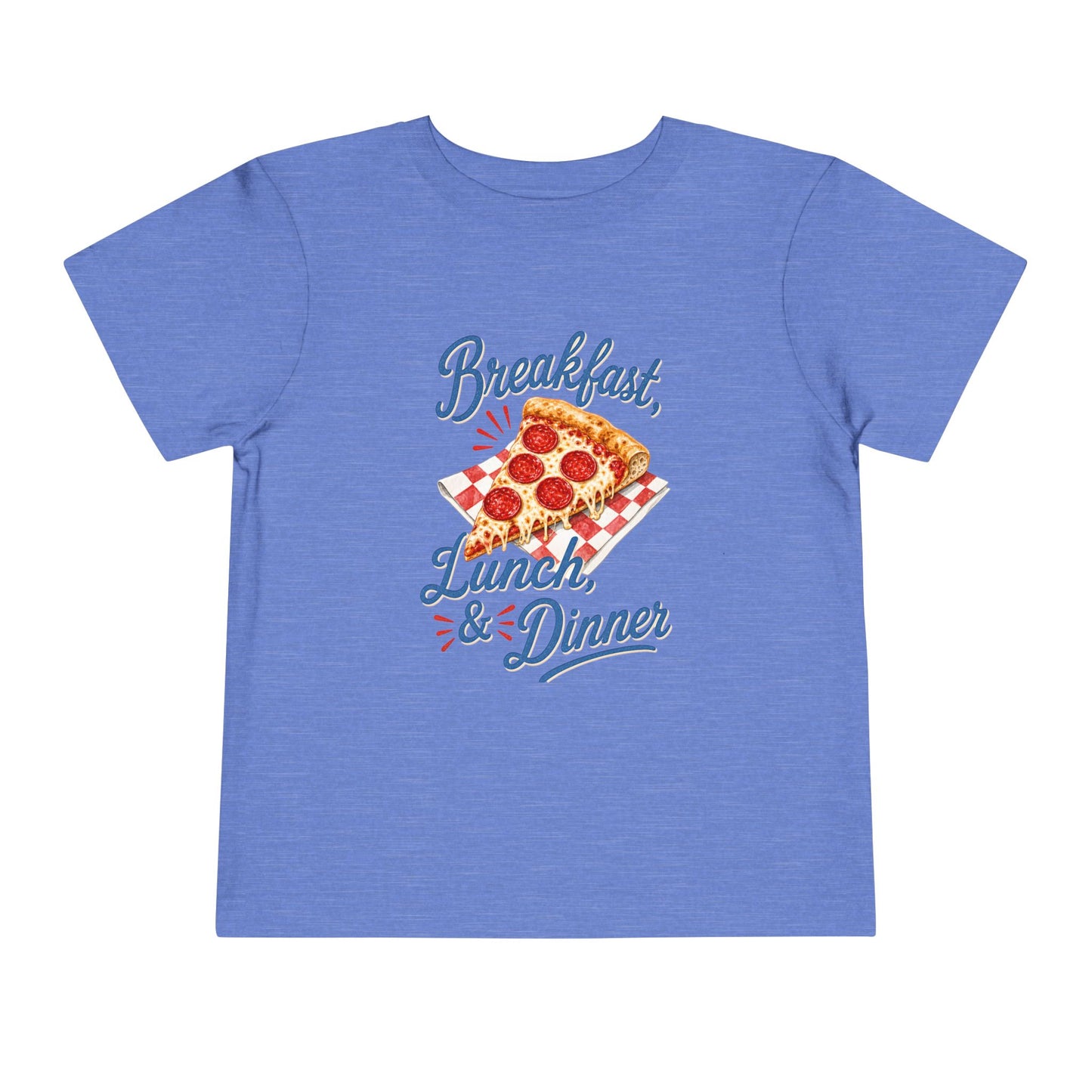 "Breakfast, Lunch & Dinner" Pizza Graphic Toddler Tee