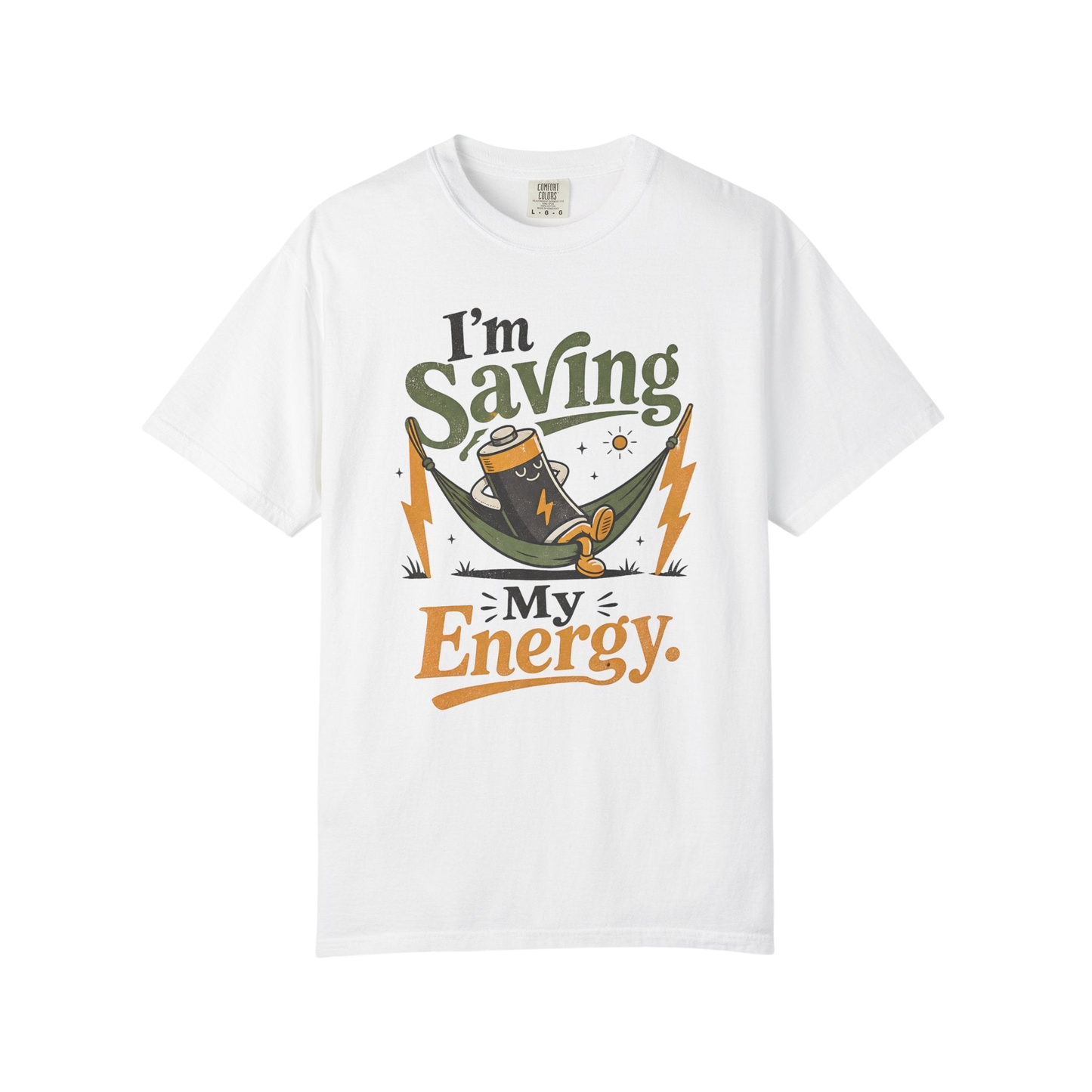 Saving My Energy T-Shirt — Funny Recharge Battery Graphic Tee