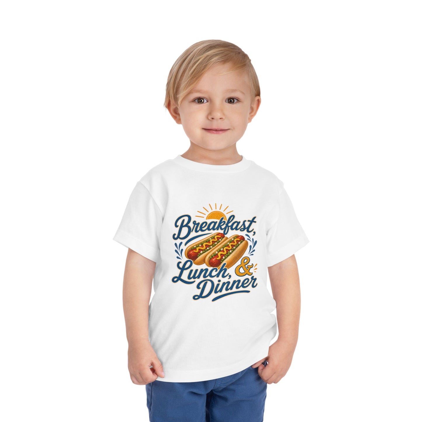 "Breakfast, Lunch & Dinner" Hot Dog Kids T‑Shirt Toddler Tee —