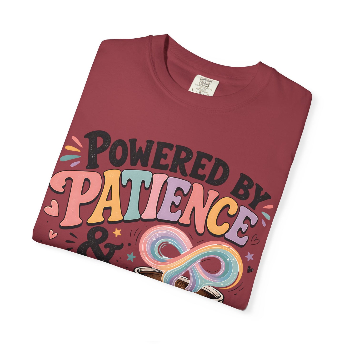 Autism Mom T-Shirt — "Powered by Patience &amp; Coffee" Graphic Tee image 58