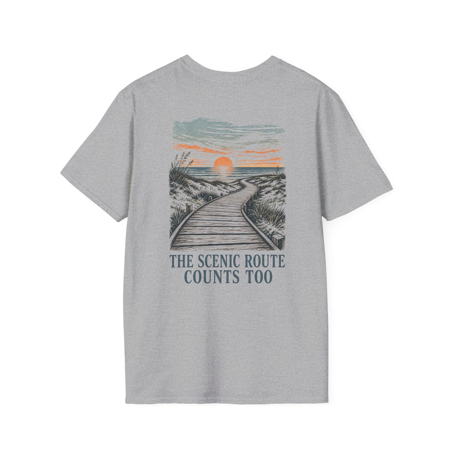 "The Scenic Route Counts Too" Vintage Boardwalk Graphic Tee