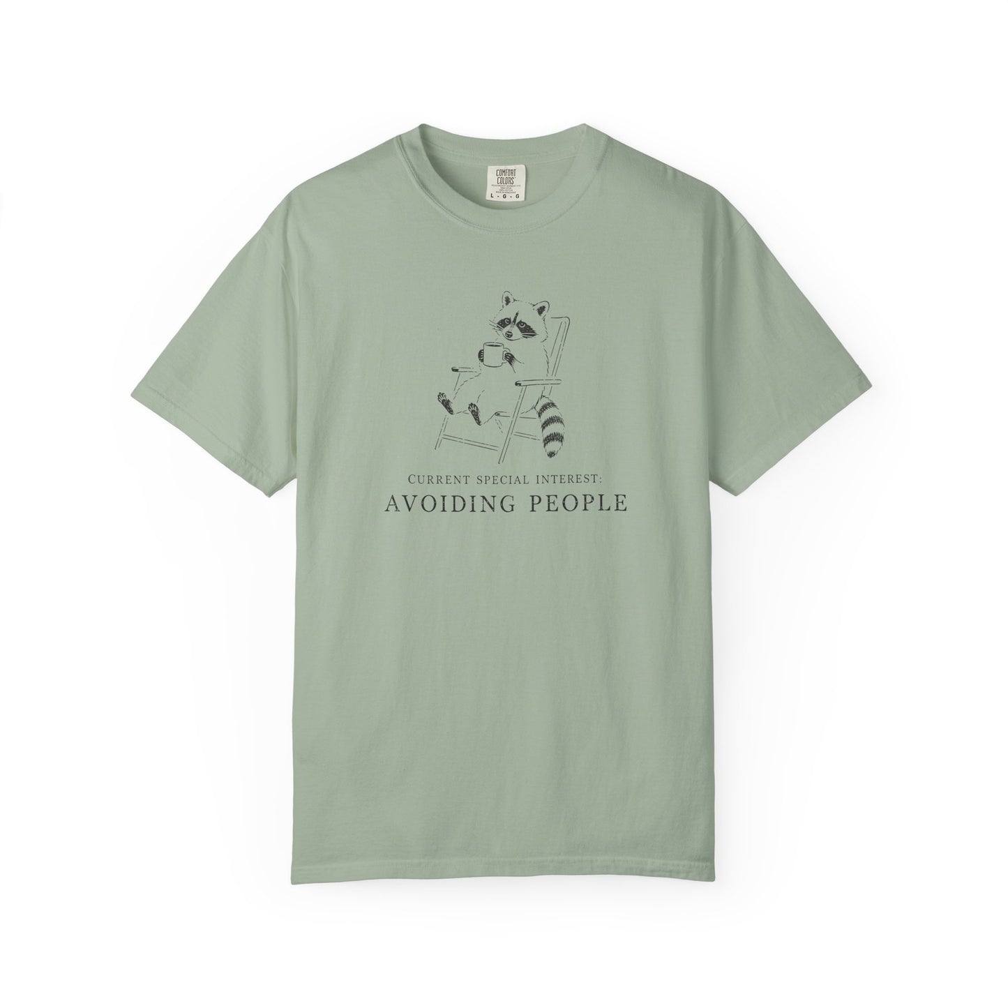 Avoiding People Raccoon T-Shirt — Funny Introvert Graphic Tee with Relaxed Loungewear Vibe