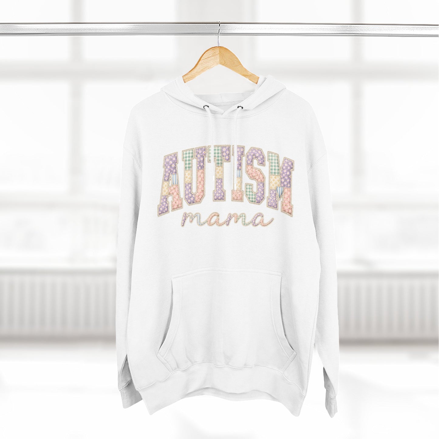 Autism Mama Hoodie — Pastel Patchwork-Pattern Support Sweatshirt image 3