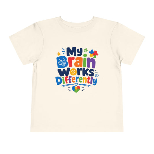 Toddler Tee — "My Brain Works Differently" Autism Awareness Kids Shirt image 0