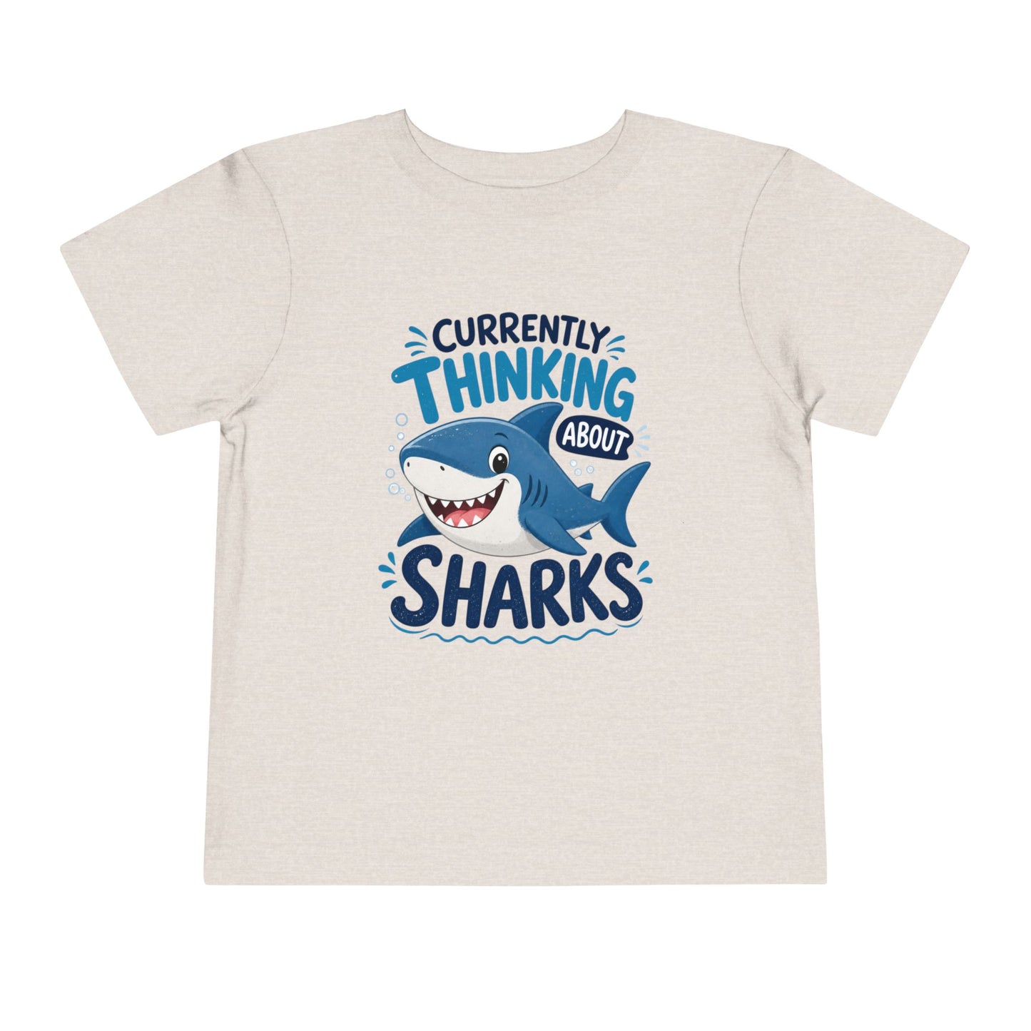 Toddler Tee — "Currently Thinking About Sharks" Cute Shark Graphic Shirt - Heather Dust, 4T image