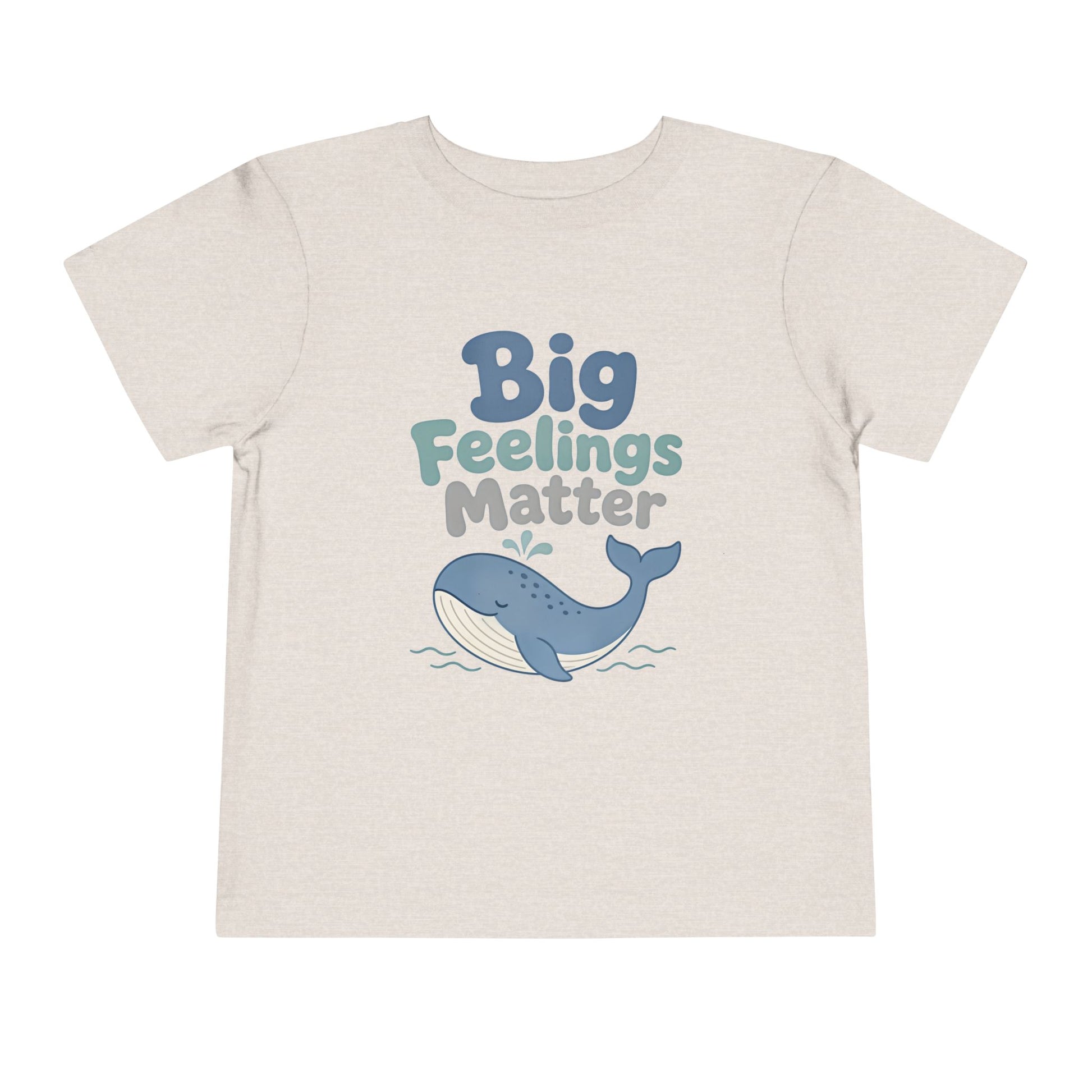 Big Feelings Matter Toddler Tee — Cute Whale Emotional Support Shirt - Heather Dust, 5T image