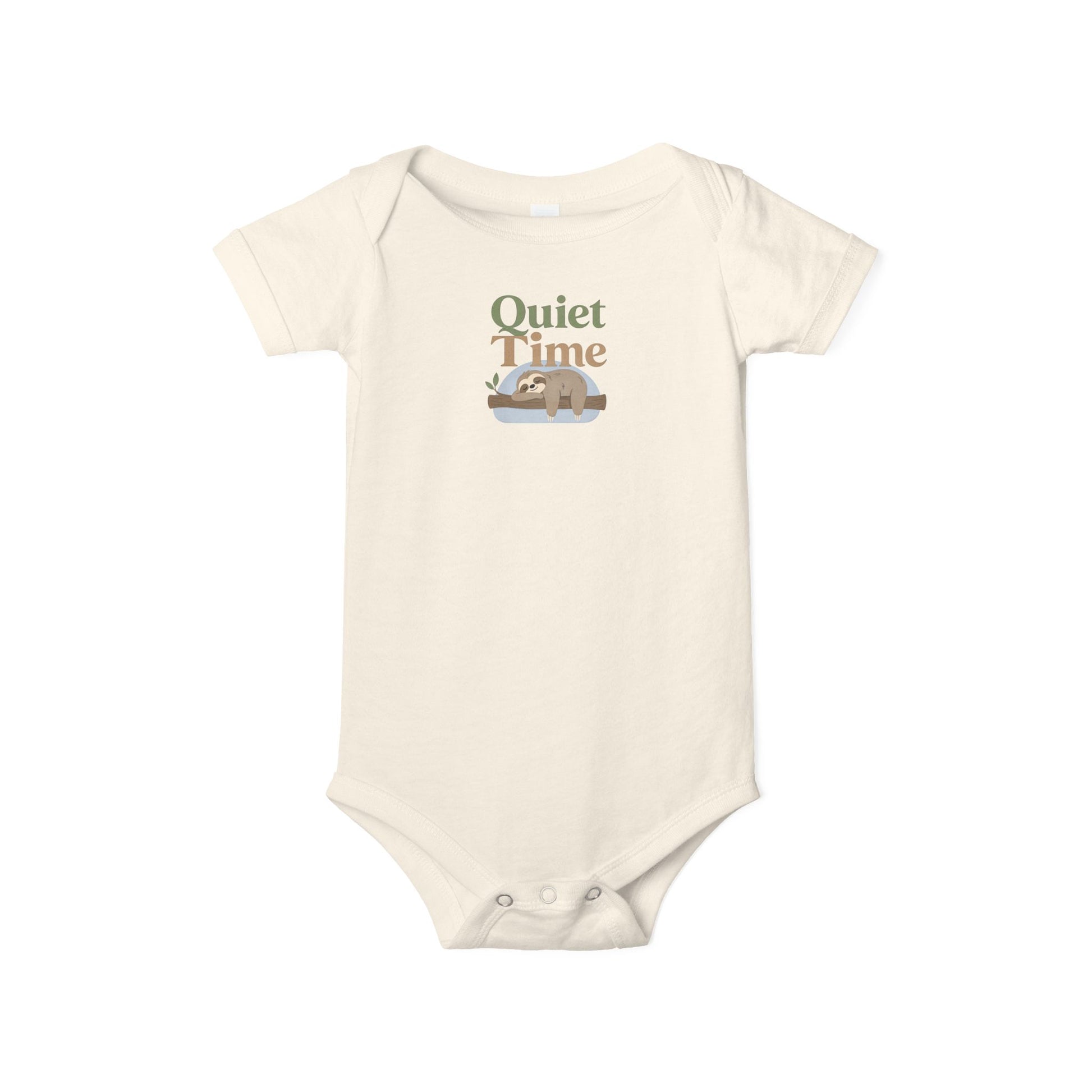 Quiet Time Infant Onesie – Cute Sleeping Sloth Baby Bodysuit - Natural, 18-24M image