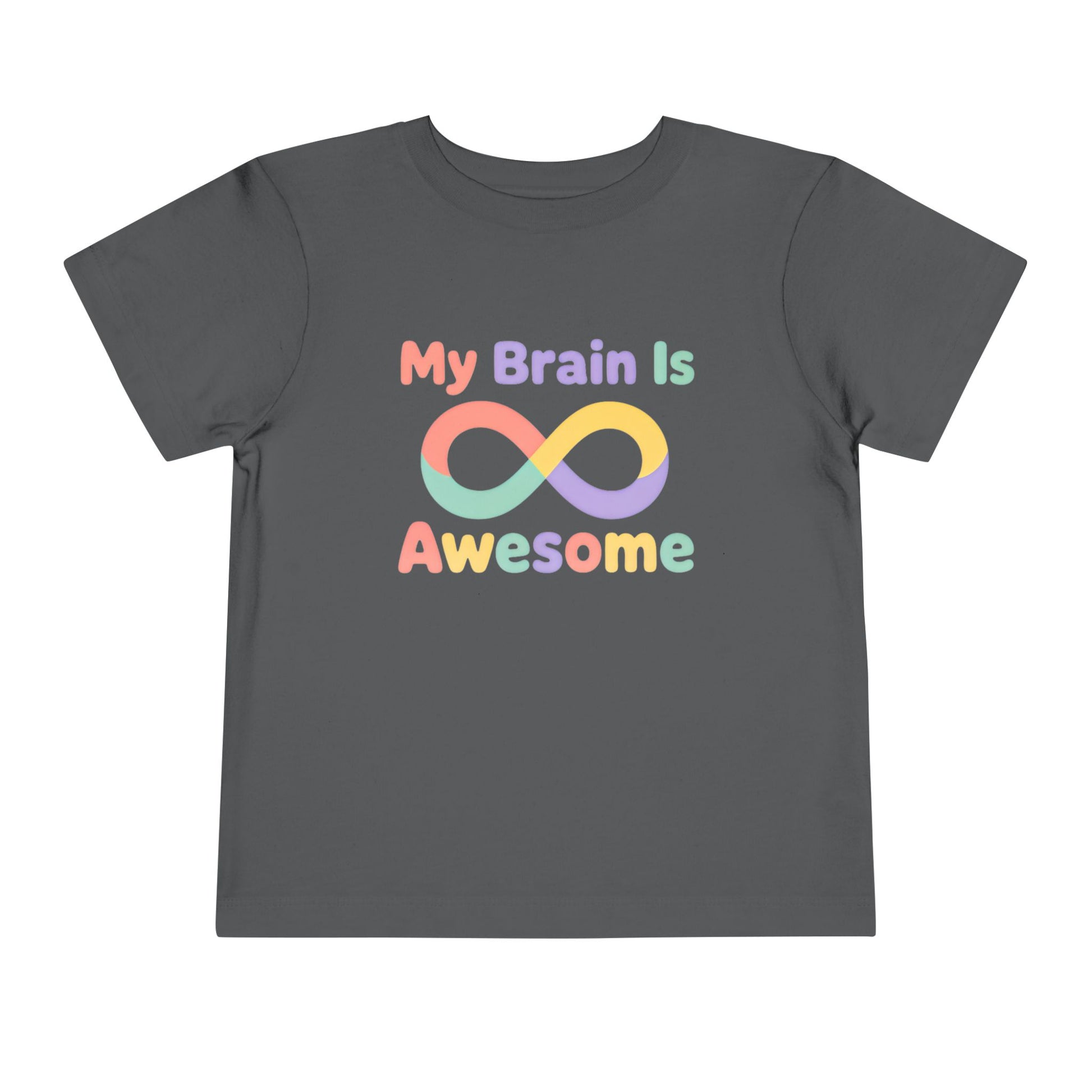 My Brain Is Awesome Toddler Tee — Rainbow Autism Infinity Shirt - Asphalt, 2T image