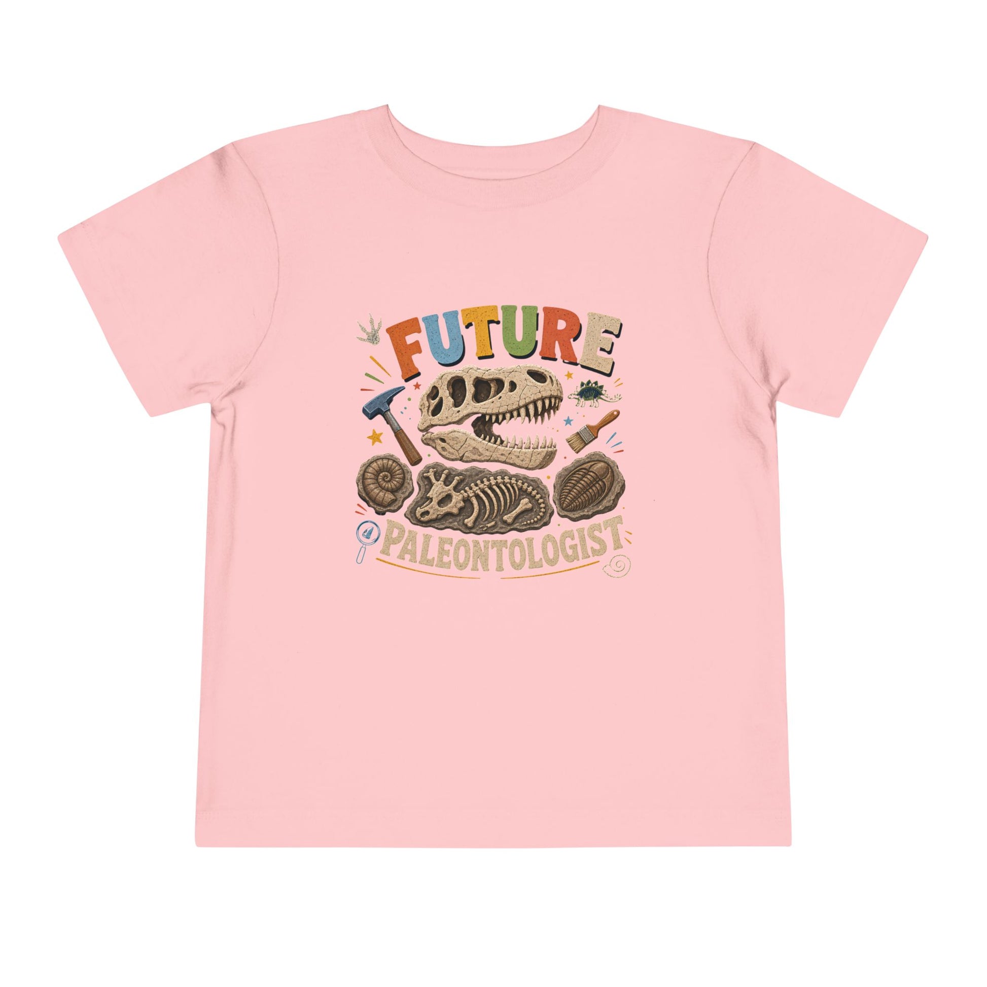 Future Paleontologist Toddler Tee — Dinosaur Fossil Graphic Shirt - Pink, 4T image
