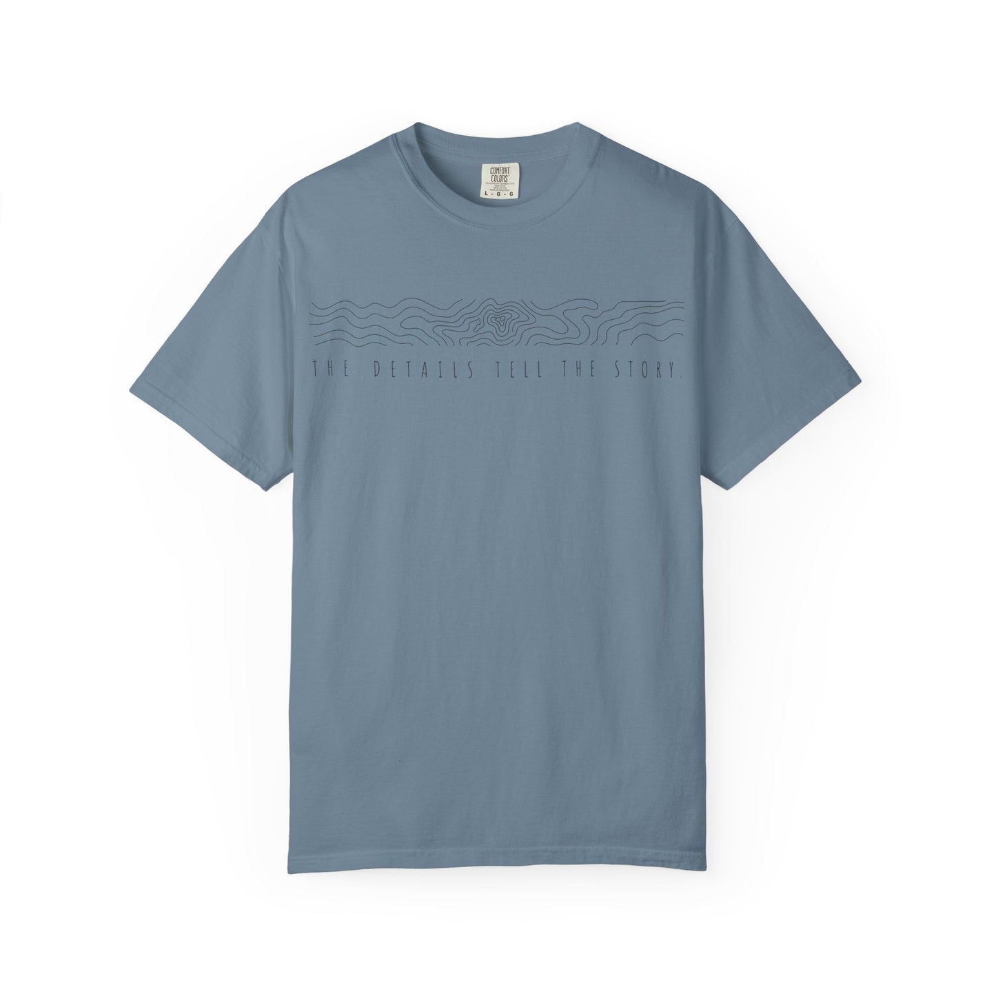 "THE DETAILS TELL THE STORY" Black Print minimal graphic line Tee