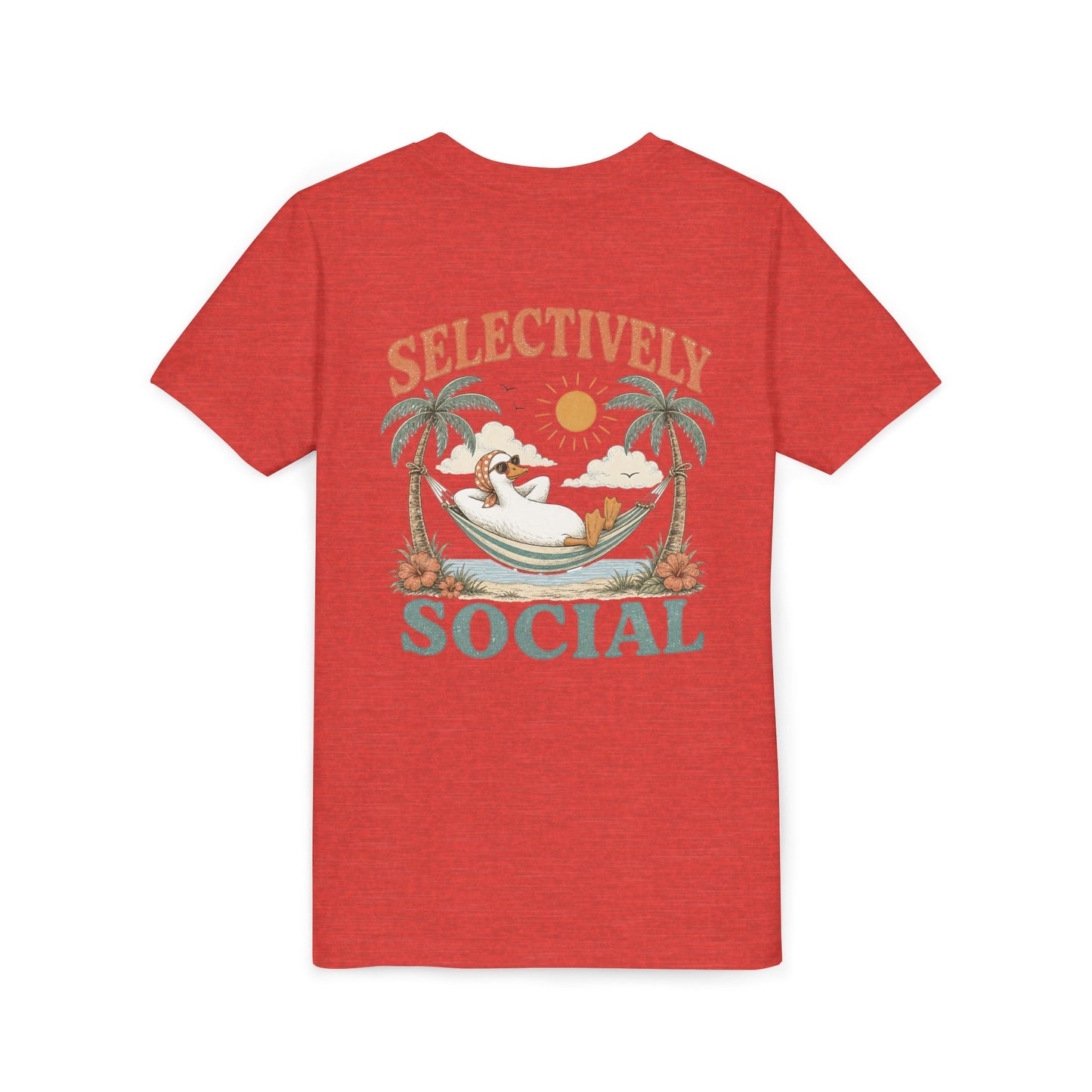 Youth Tee — Silly Goose "Selectively Social" Hammock Graphic Kid’s T-Shirt BACK PRINT