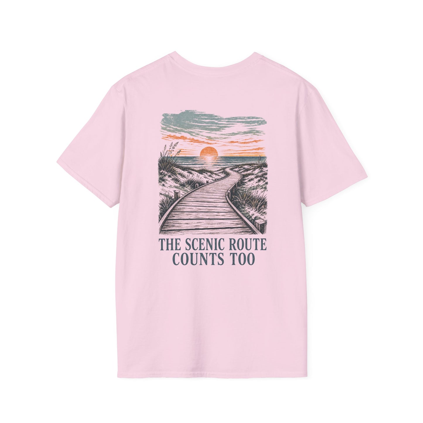 "The Scenic Route Counts Too" Vintage Boardwalk Graphic Tee