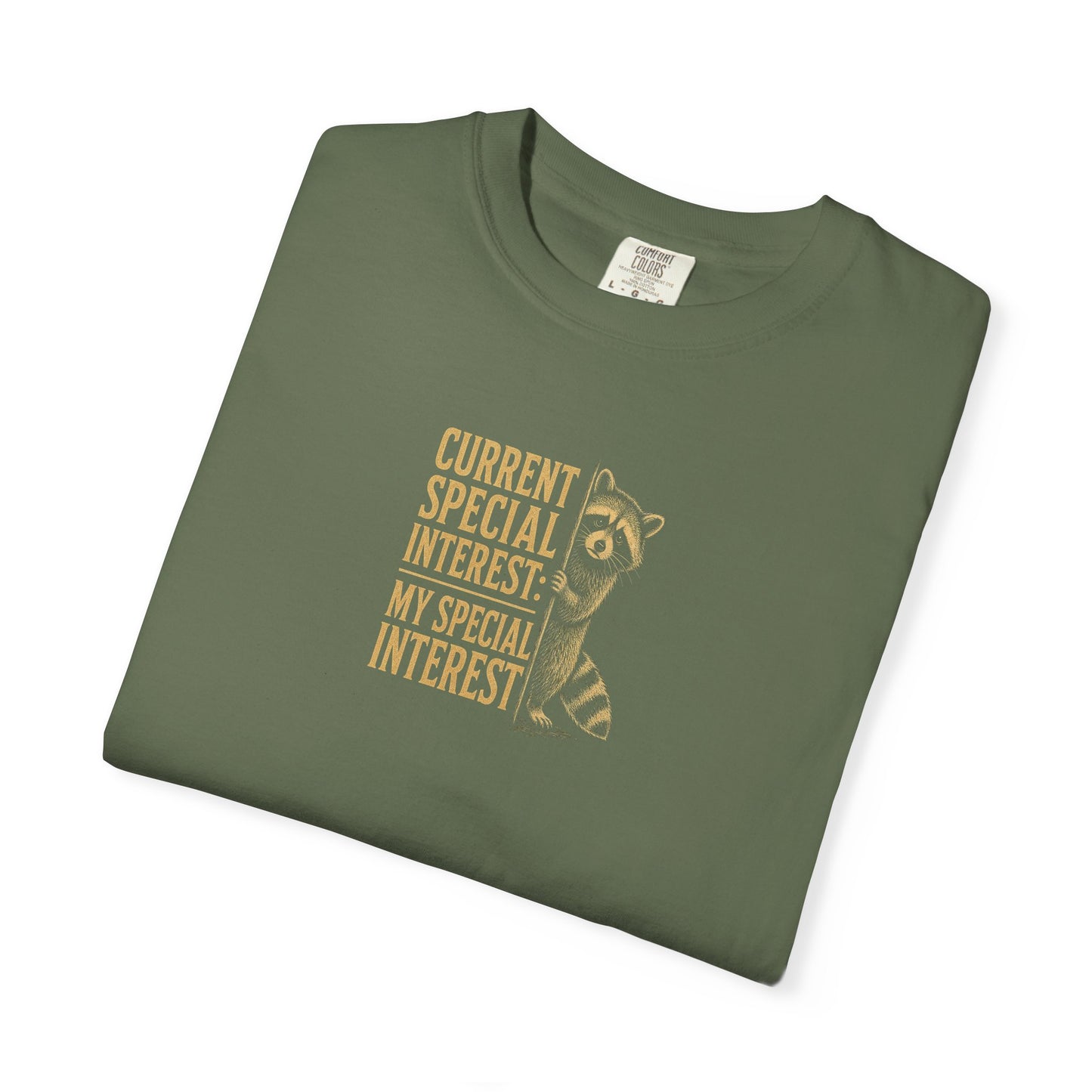 "Current Special Interest: My Special Interest" Raccoon Graphic Tee