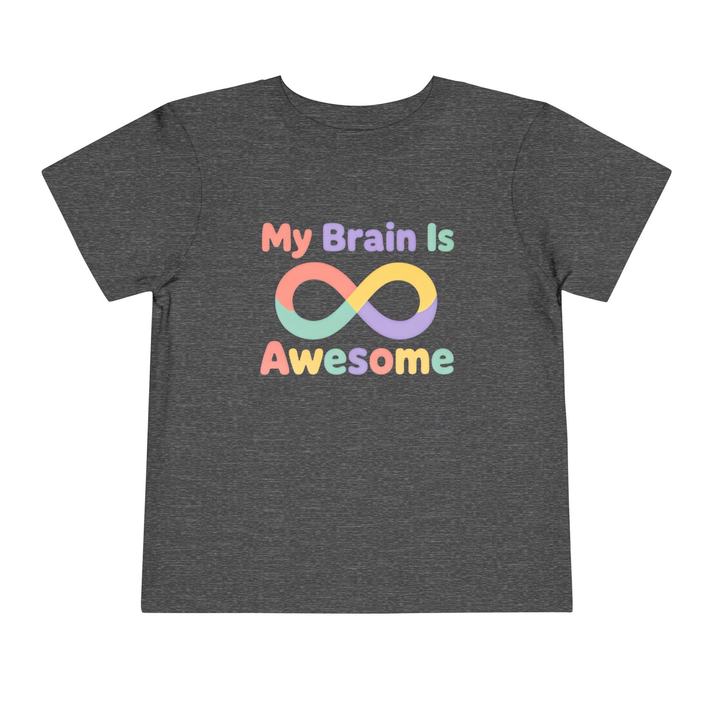 My Brain Is Awesome Toddler Tee — Rainbow Autism Infinity Shirt - Dark Heather Grey, 4T image
