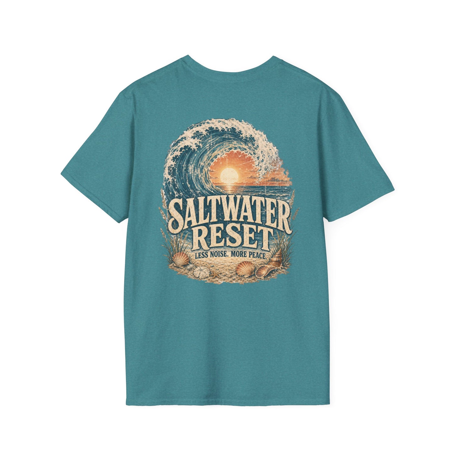 "Saltwater Reset" Retro Ocean Barrel Wave Sunset Graphic T-Shirt