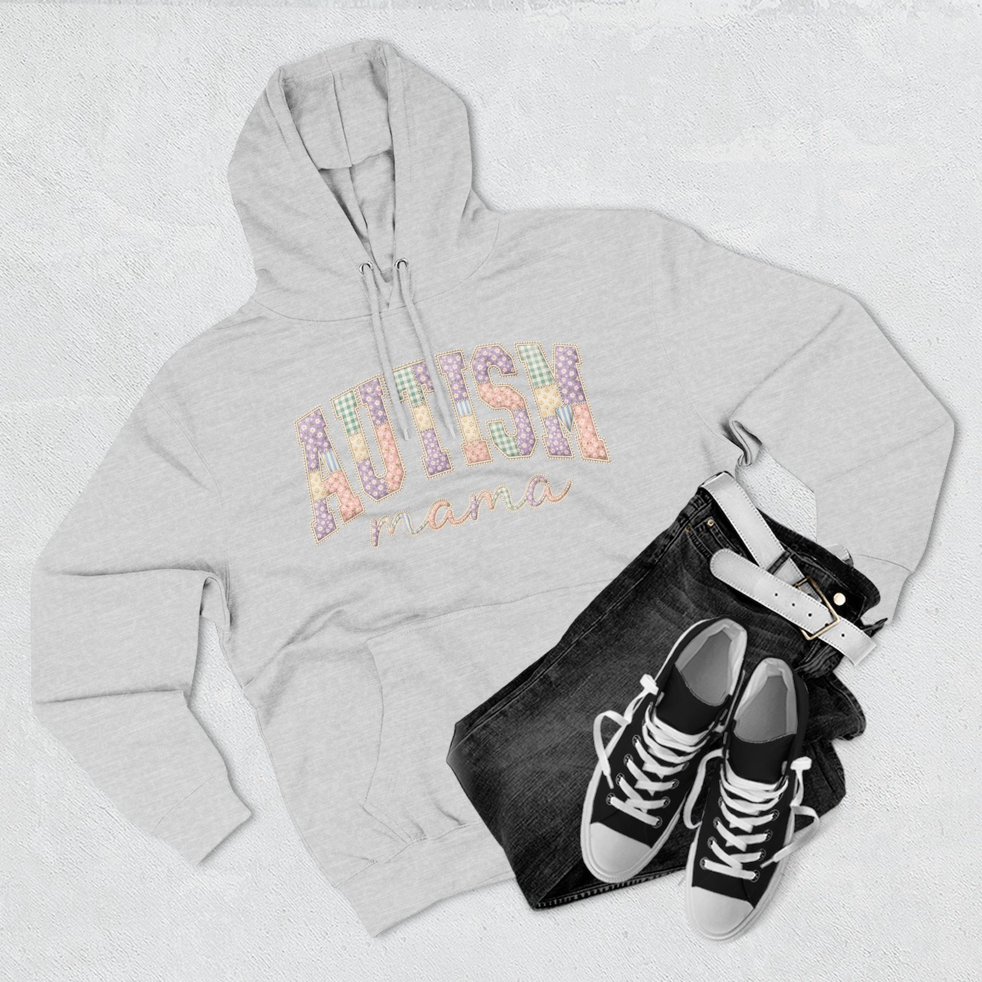 Autism Mama Hoodie — Pastel Patchwork-Pattern Support Sweatshirt image 6