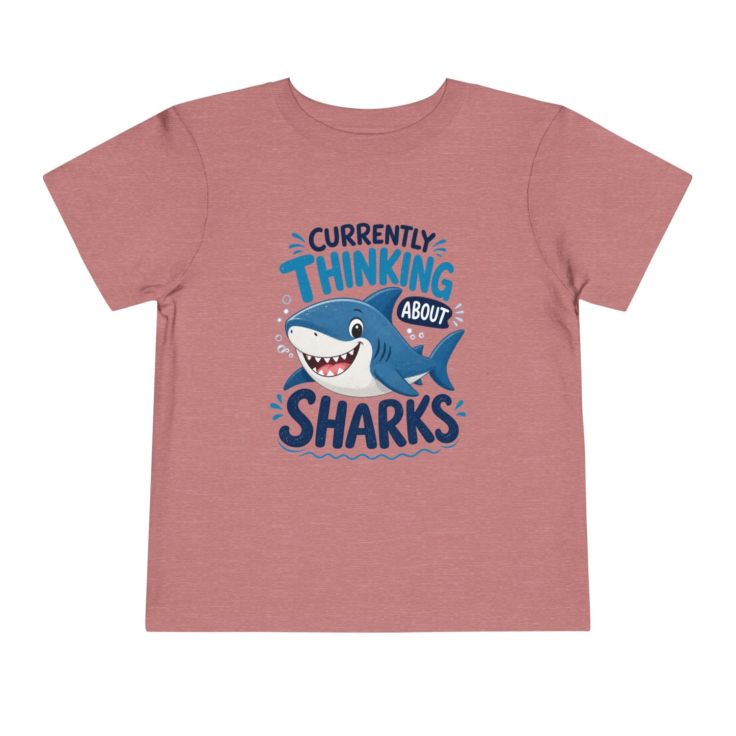 Toddler Tee — "Currently Thinking About Sharks" Cute Shark Graphic Shirt - Heather Mauve, 4T image
