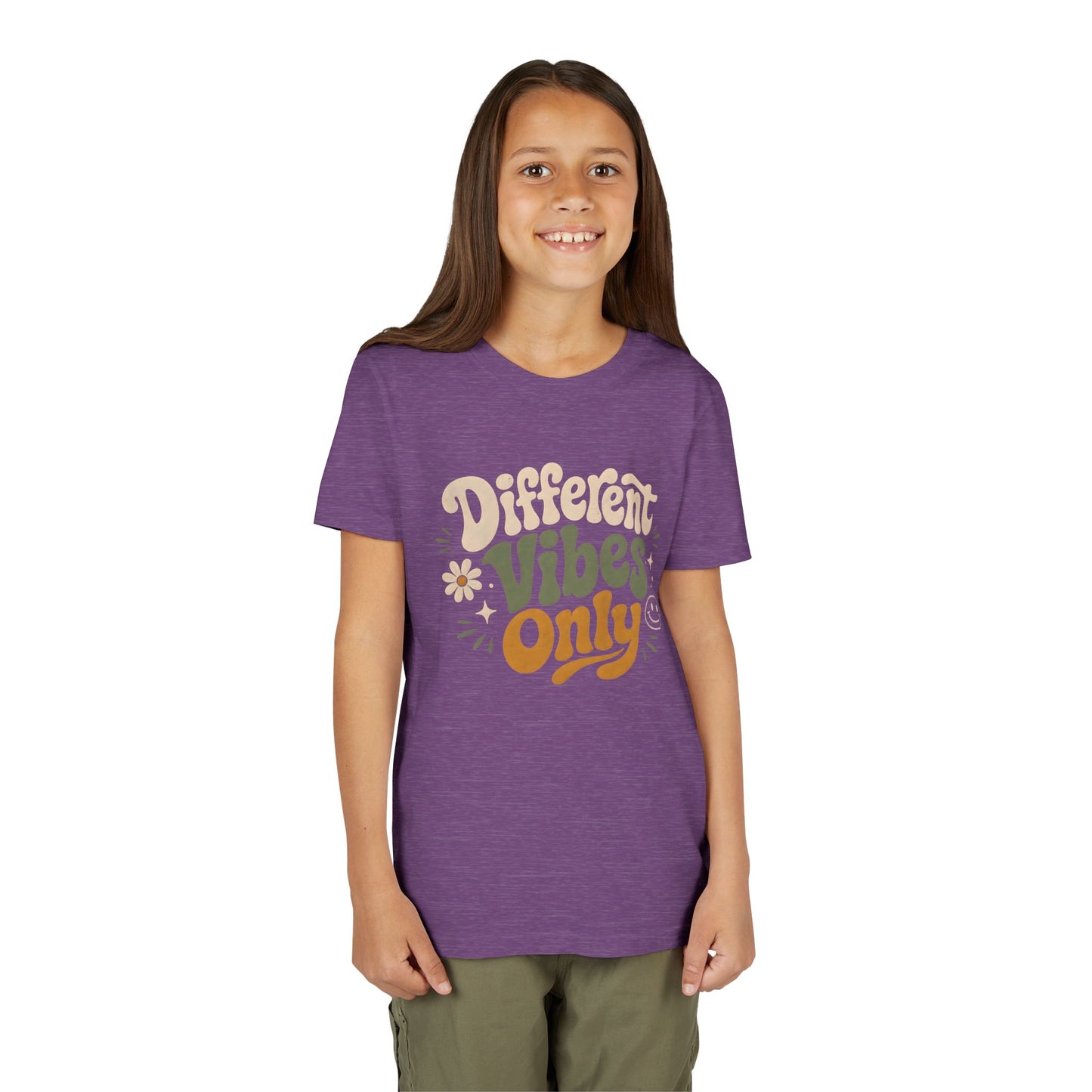 Youth Tee — "Different Vibes Only" Retro Flower Kids T-Shirt