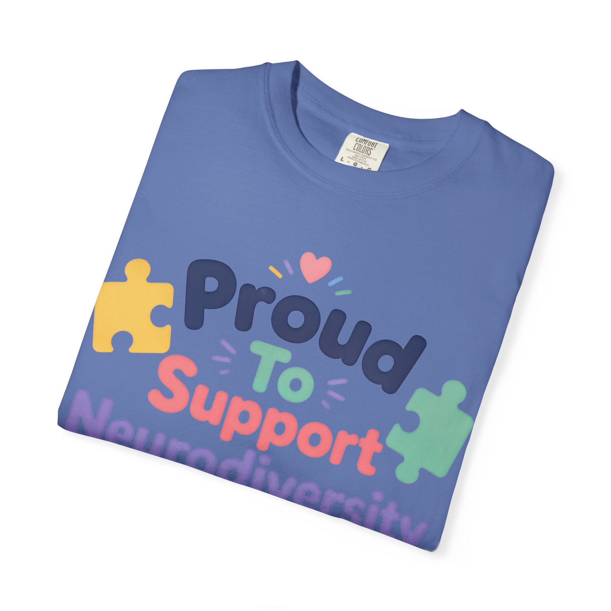 Proud to Support Neurodiversity T-Shirt — Colorful Puzzle Piece Awareness Tee image 9