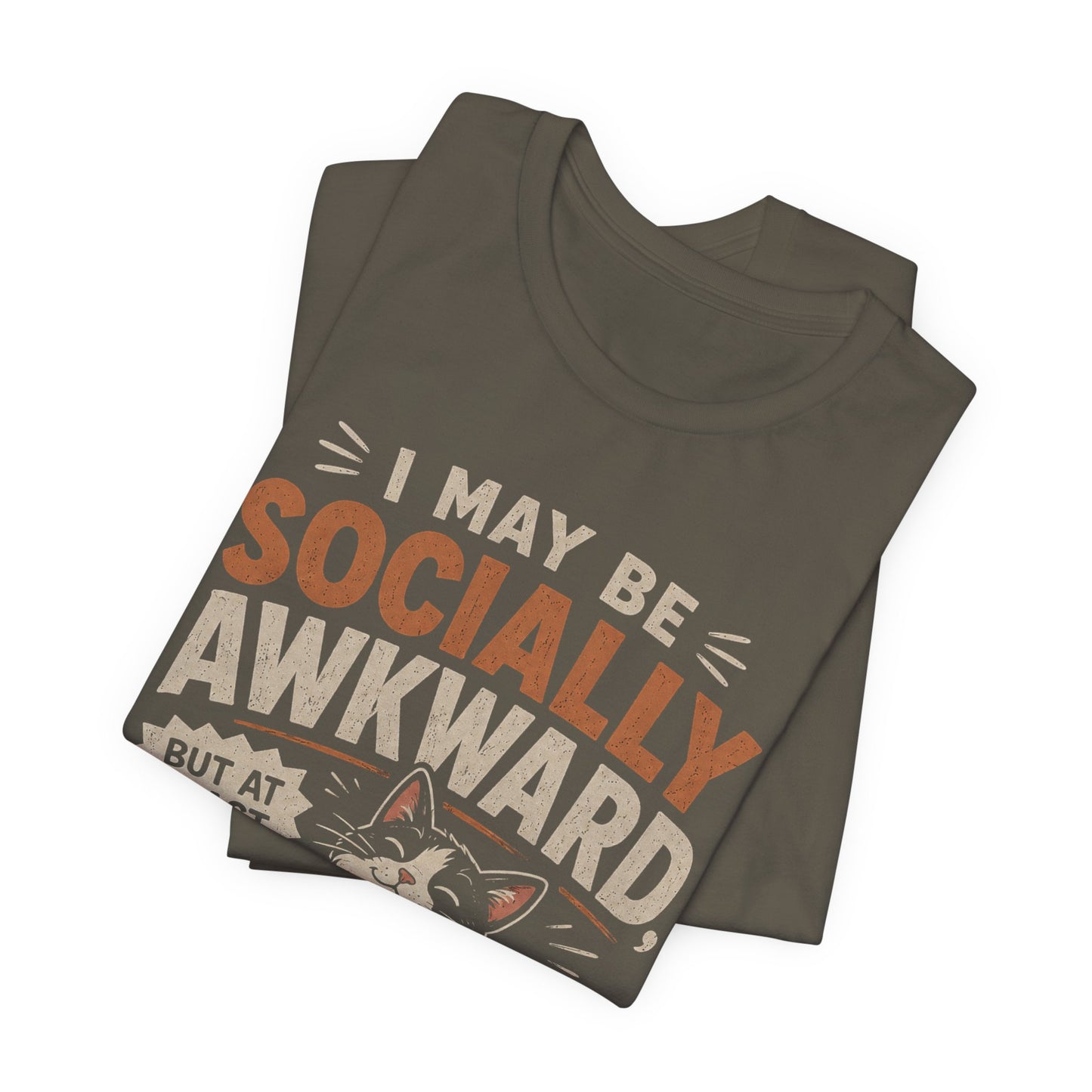Socially Awkward Cat T-Shirt — Funny Introvert &amp; Cat Lover Tee image 3