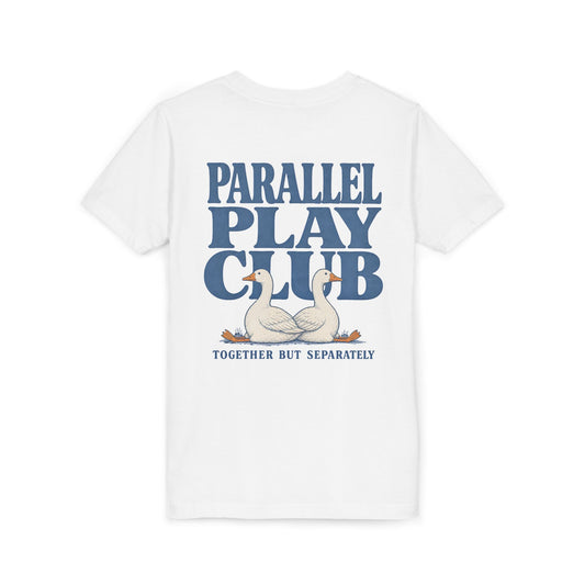 Youth Tee — "Parallel Play Club" Silly Goose Graphic Kids Shirt (Together But Separately)